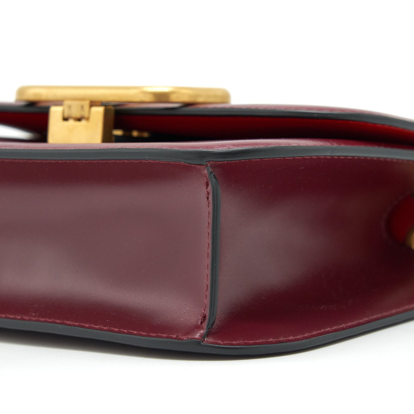 Valentino Vlogo Small Chain Shoulder Bag Calfskin Dark Red GHW