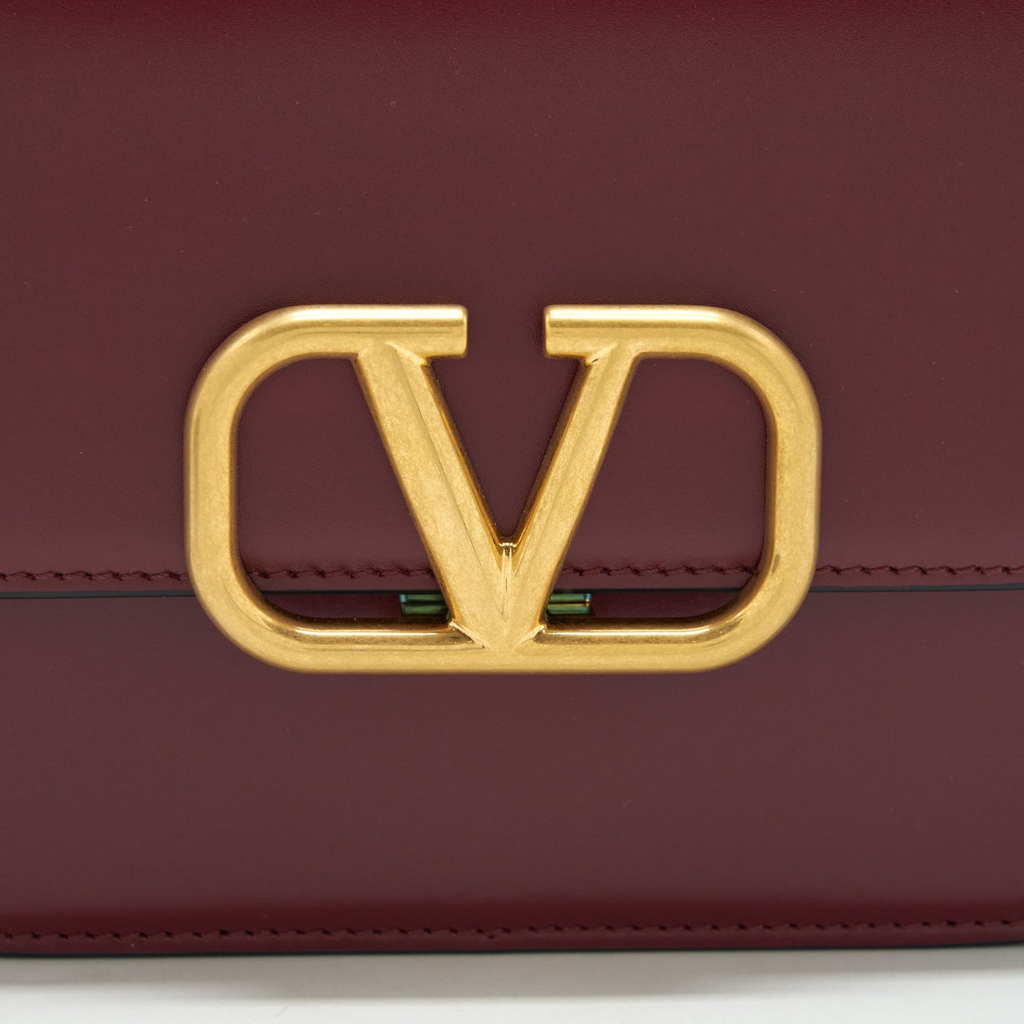 Valentino Vlogo Small Chain Shoulder Bag Calfskin Dark Red GHW