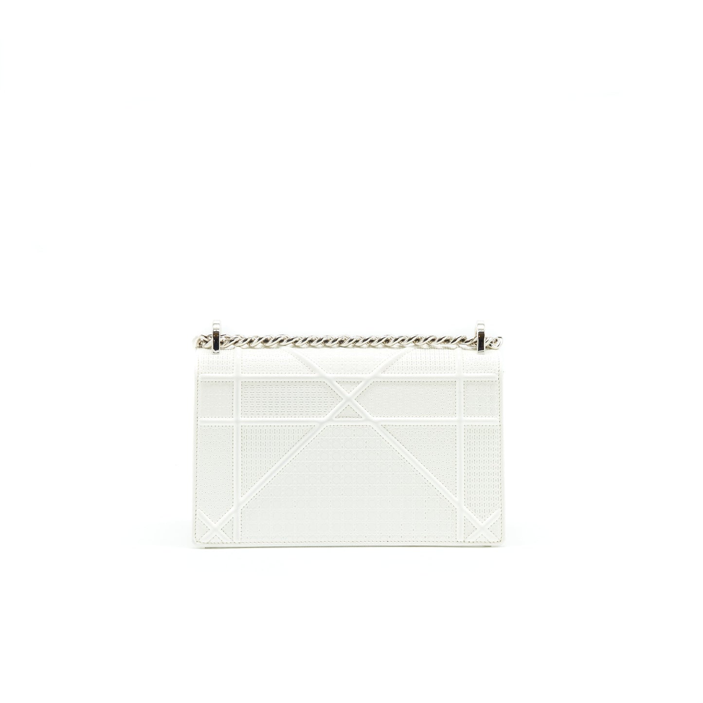 Christian Dior Small Cannage Diorama Patent Leather in White