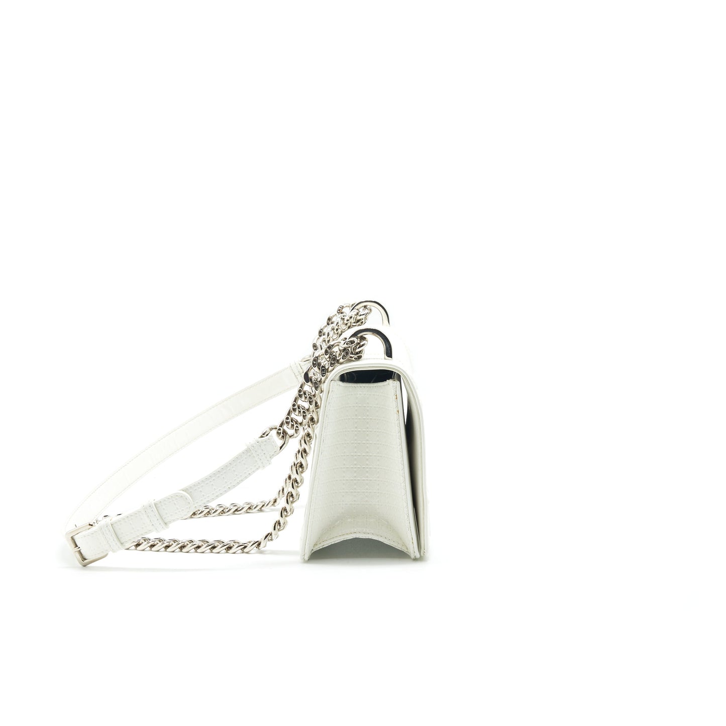 Christian Dior Small Cannage Diorama Patent Leather in White