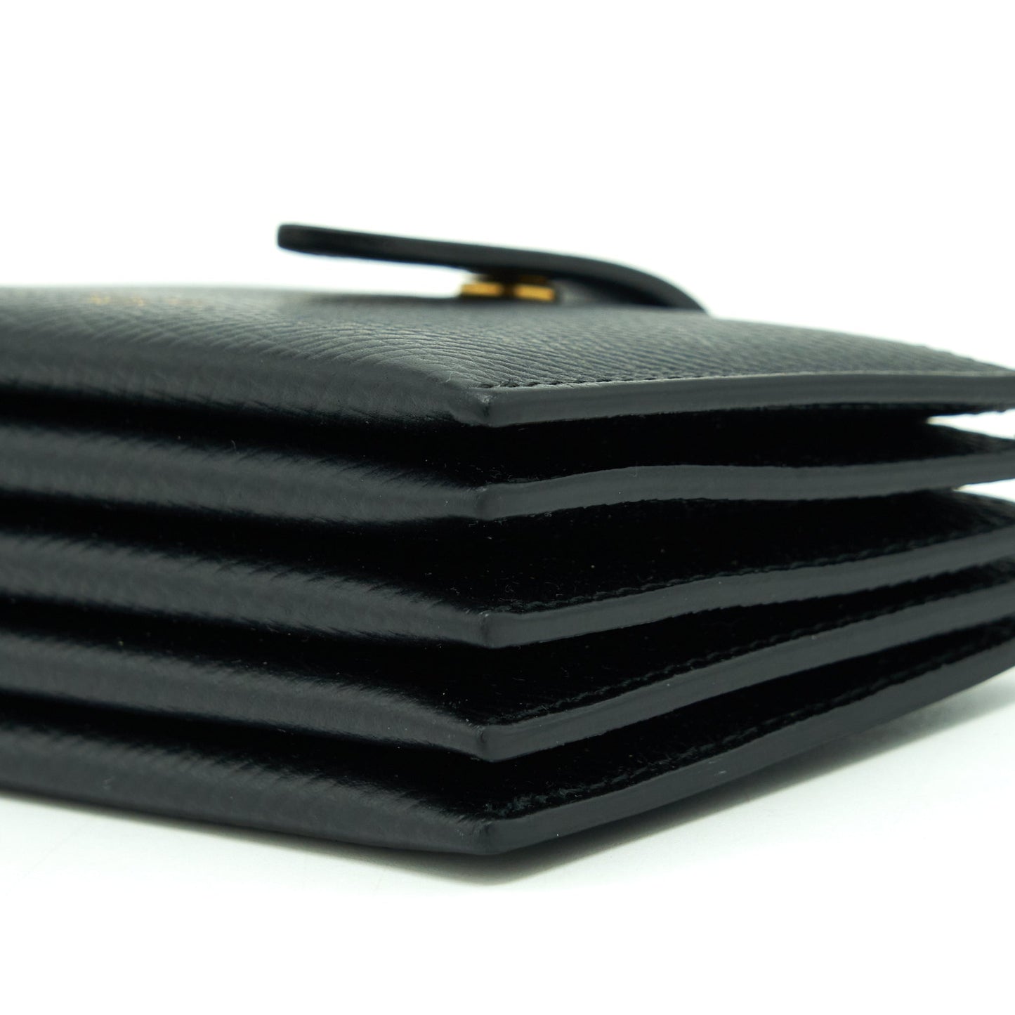 Celine Accordeon Card Holder Grained Calfskin Black