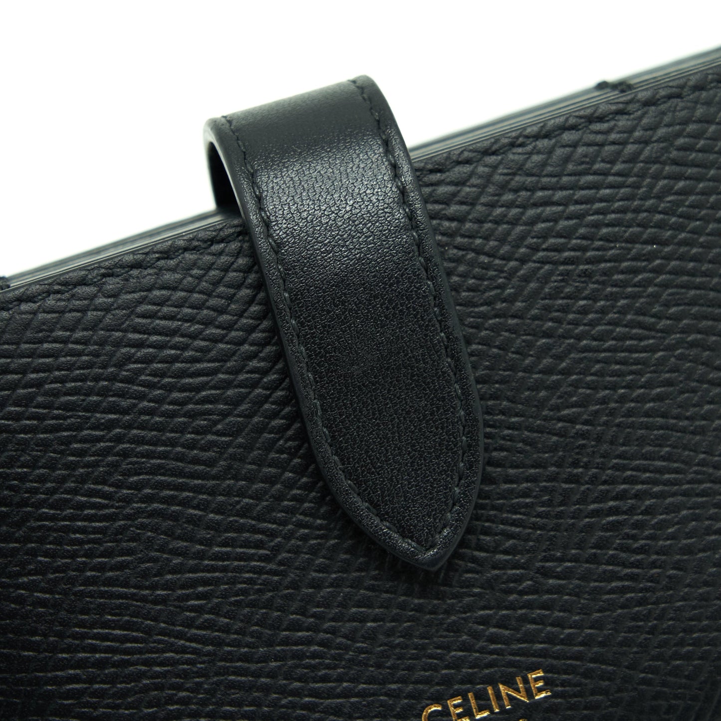 Celine Accordeon Card Holder Grained Calfskin Black