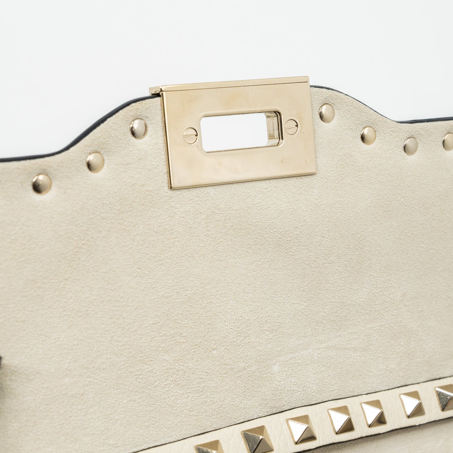 Valentino Small Rockstud crossbody bag grained calfskin light ivory LGHW