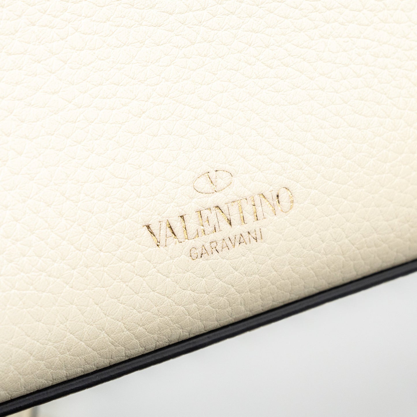 Valentino Small Rockstud crossbody bag grained calfskin light ivory LGHW