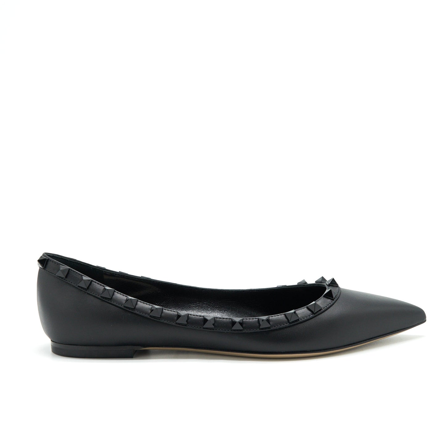 Valentino Size 38 Garavani Rockstud Flat Shoes Black