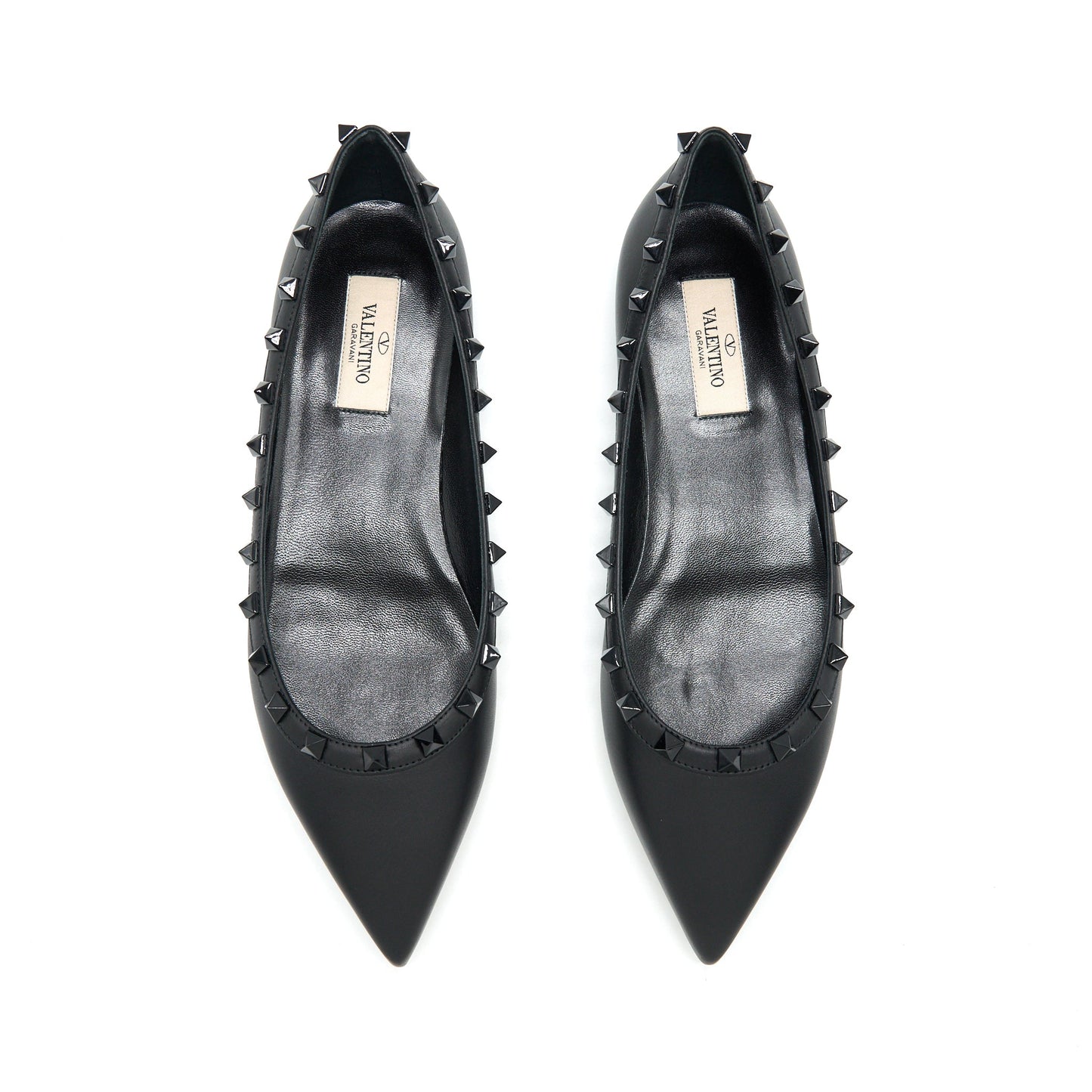 Valentino Size 38 Garavani Rockstud Flat Shoes Black