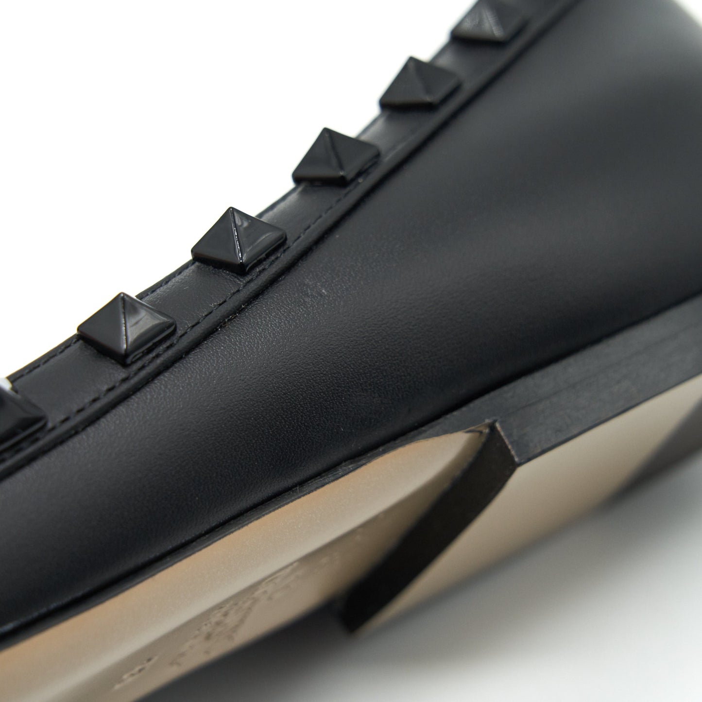 Valentino Size 38 Garavani Rockstud Flat Shoes Black