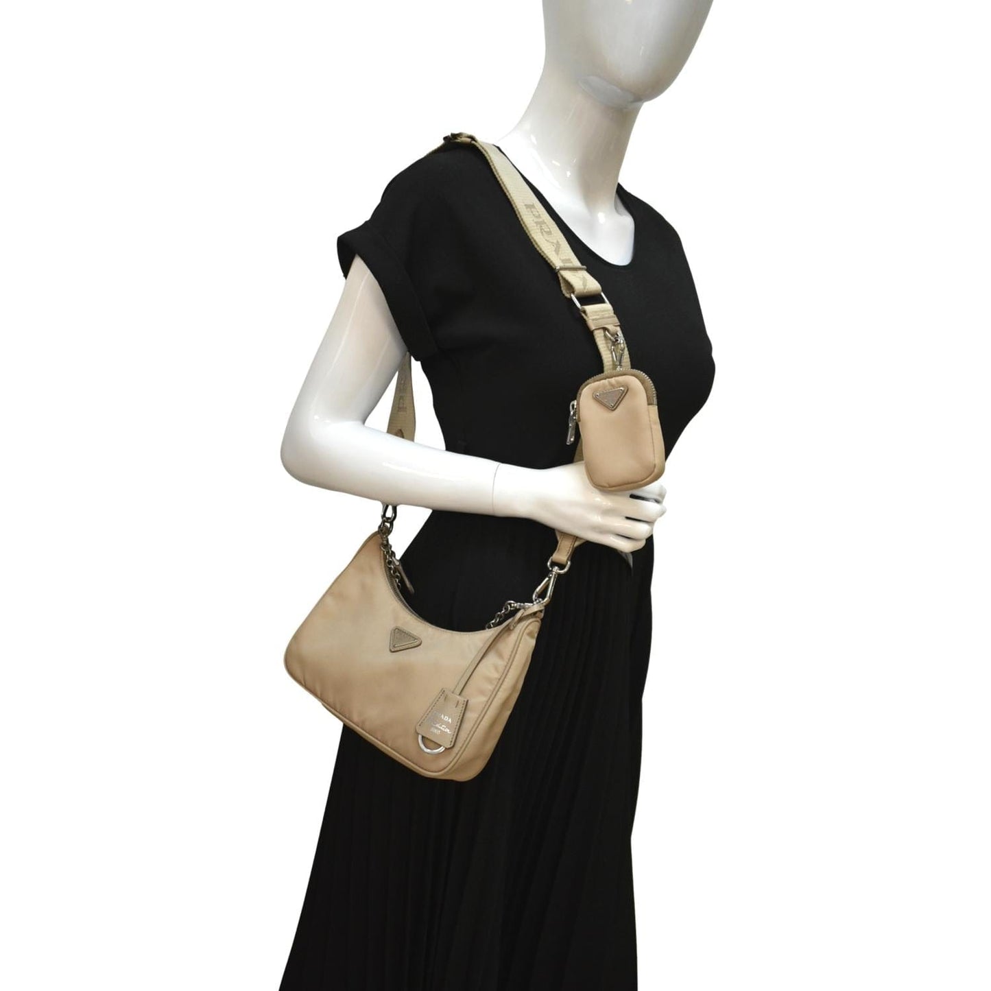 PRADA Re-Edition 2005 Re-Nylon Shoulder Bag Beige