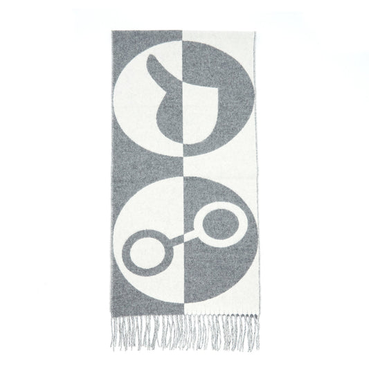Hermes 30 x 140cm Cashmere Casaque Charm Op/Gris Flanelle/Ivoire Scarf