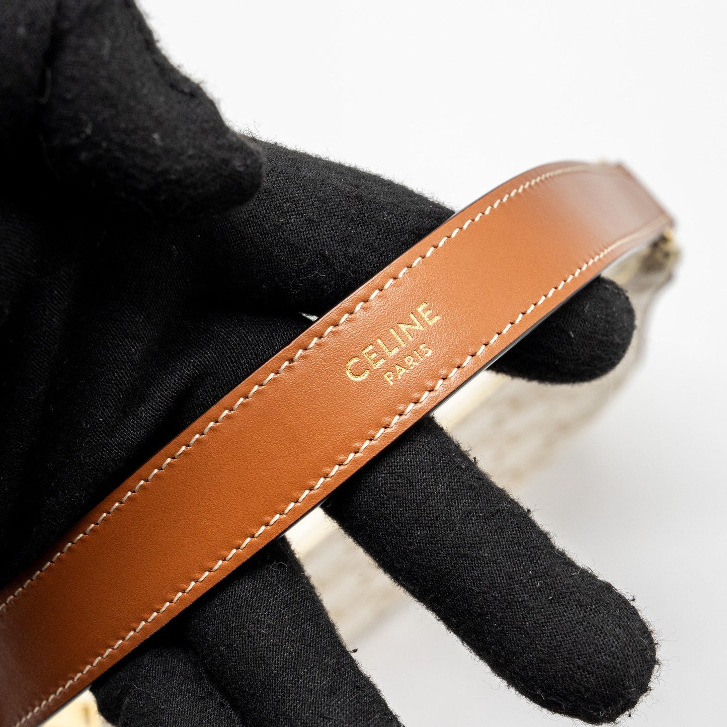 Celine Ava Bag Triomphe Canvas/Calfskin White/Brown