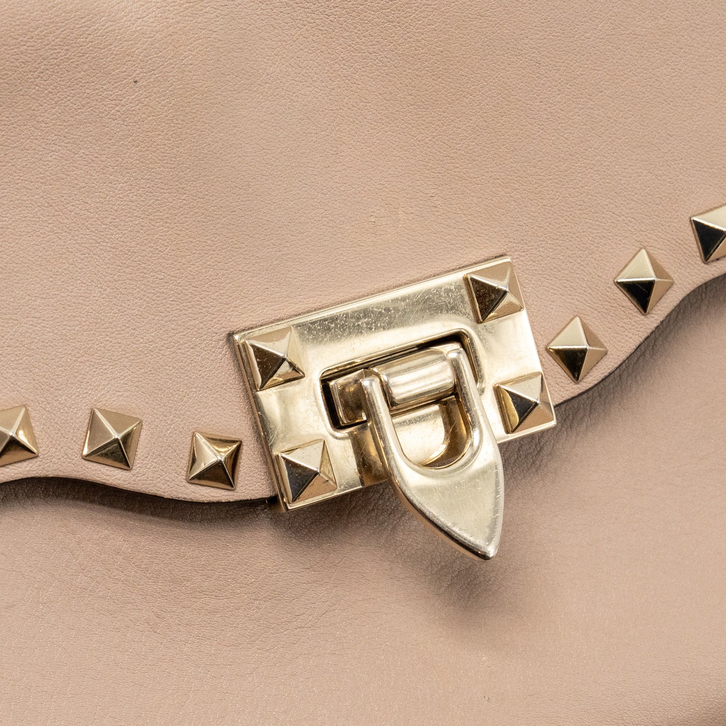 Valentino Small Rockstud Crossbody Bag Calfskin Beige LGHW