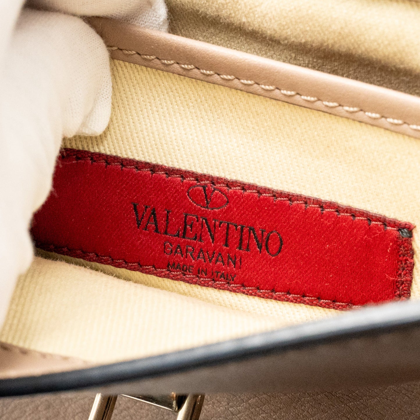 Valentino Small Rockstud Crossbody Bag Calfskin Beige LGHW