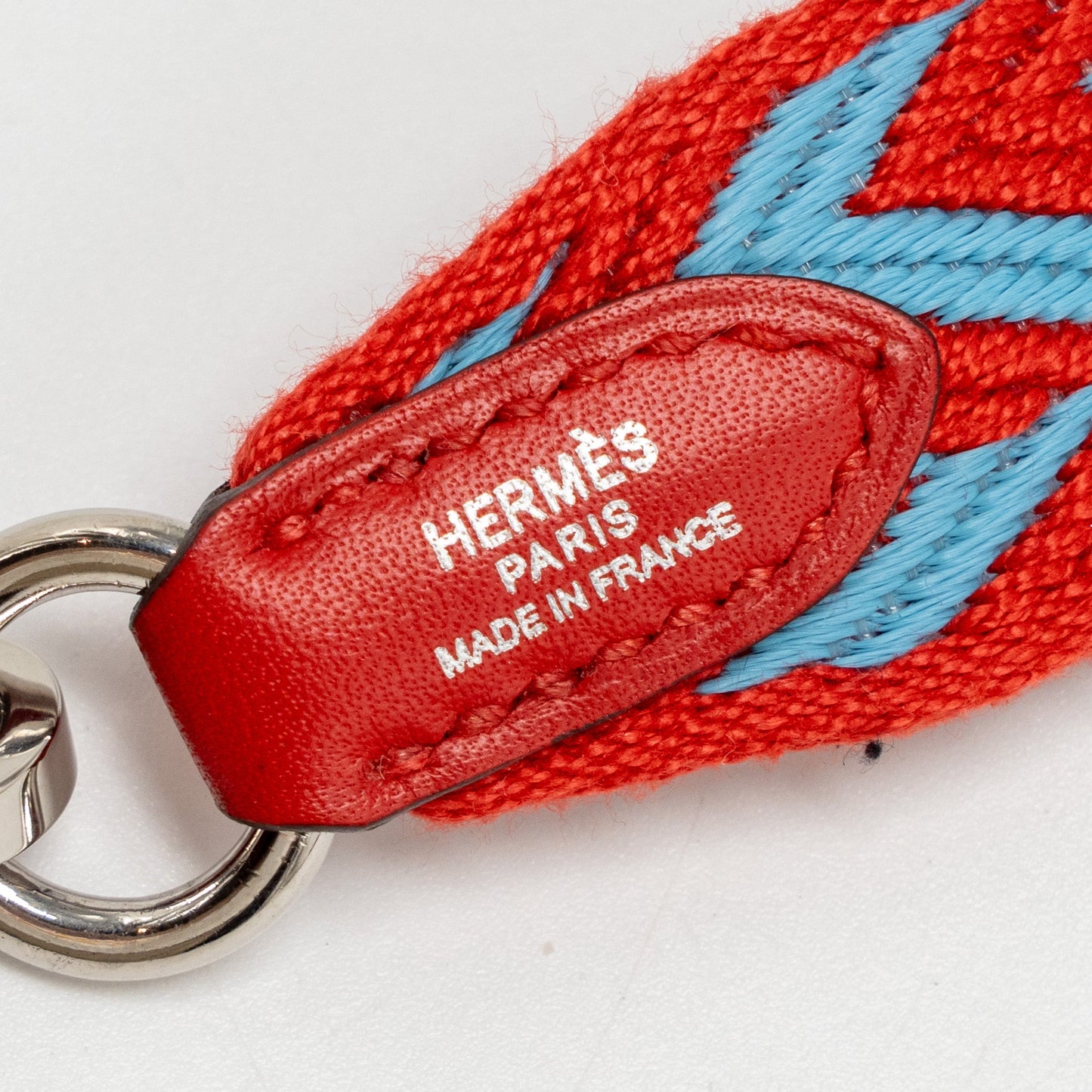 Hermes 105cm Shoulder Strap Canvas / Swift Rouge/Blue SHW Stamp D