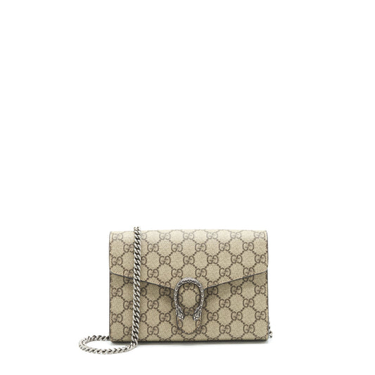 Gucci Dionysus GG Supreme Chain Wallet Beige SHW