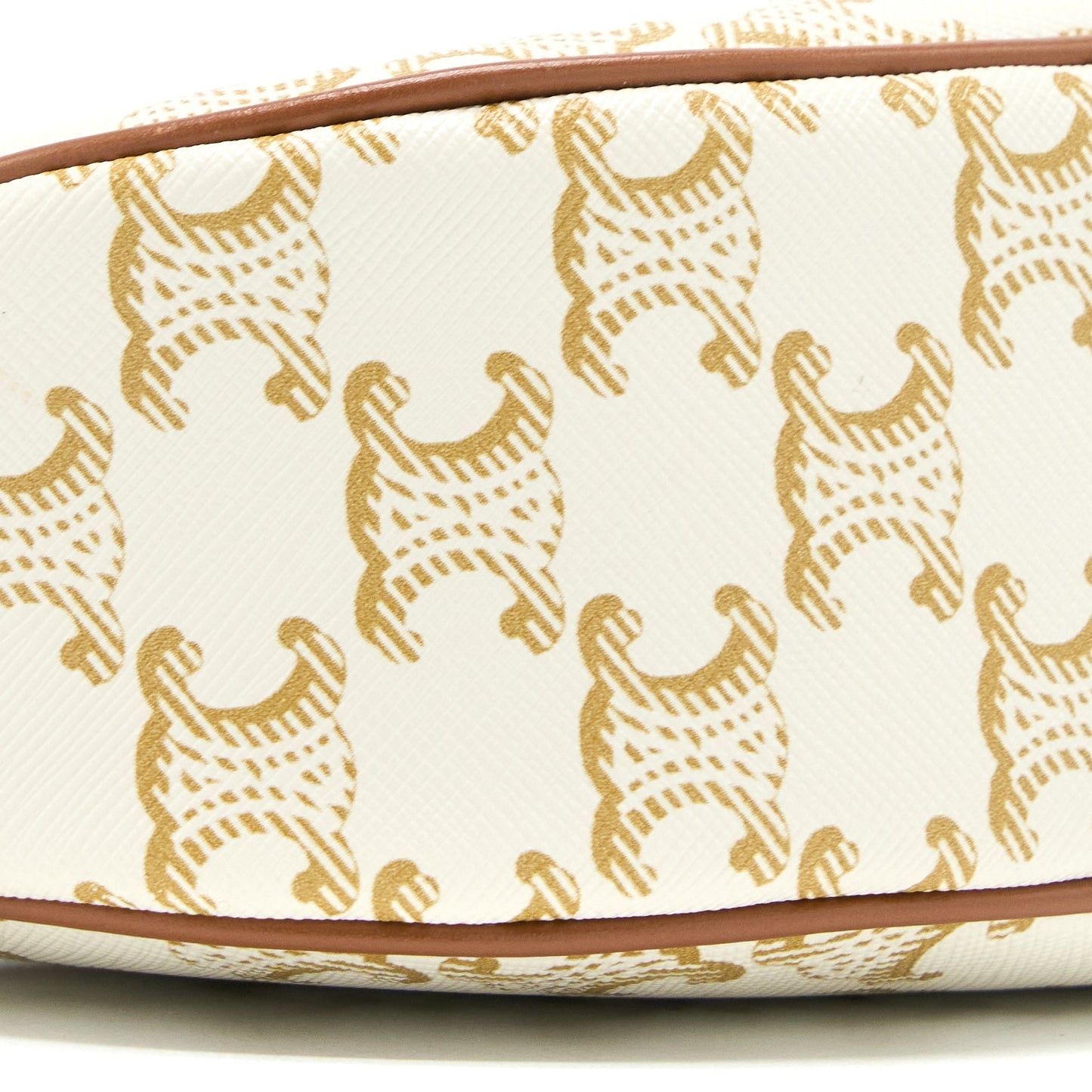Celine Ava Bag In Triomphe Canvas And Calfskin White