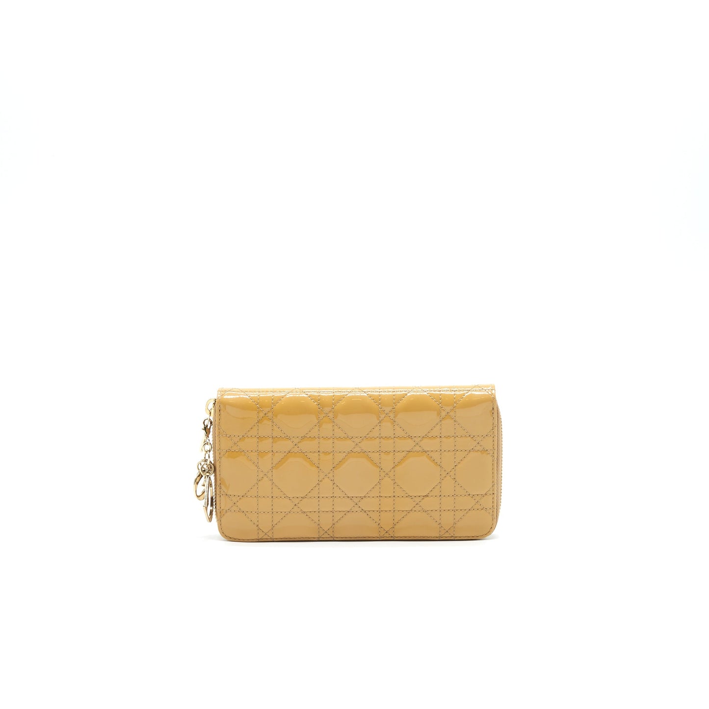 CHRISTIAN DIOR Lady Dior Voyager Zip Wallet Beige
