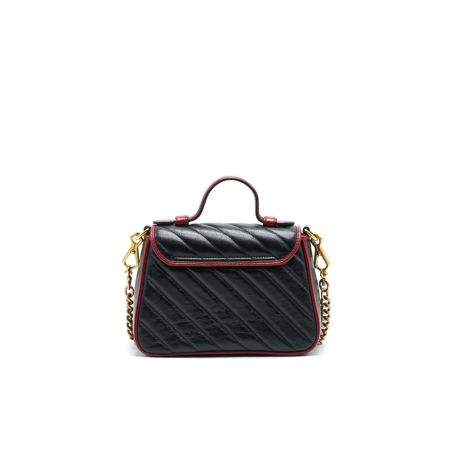 GUCCI GG MARMONT MINI TOP HANDLE BAG BLACK GHW