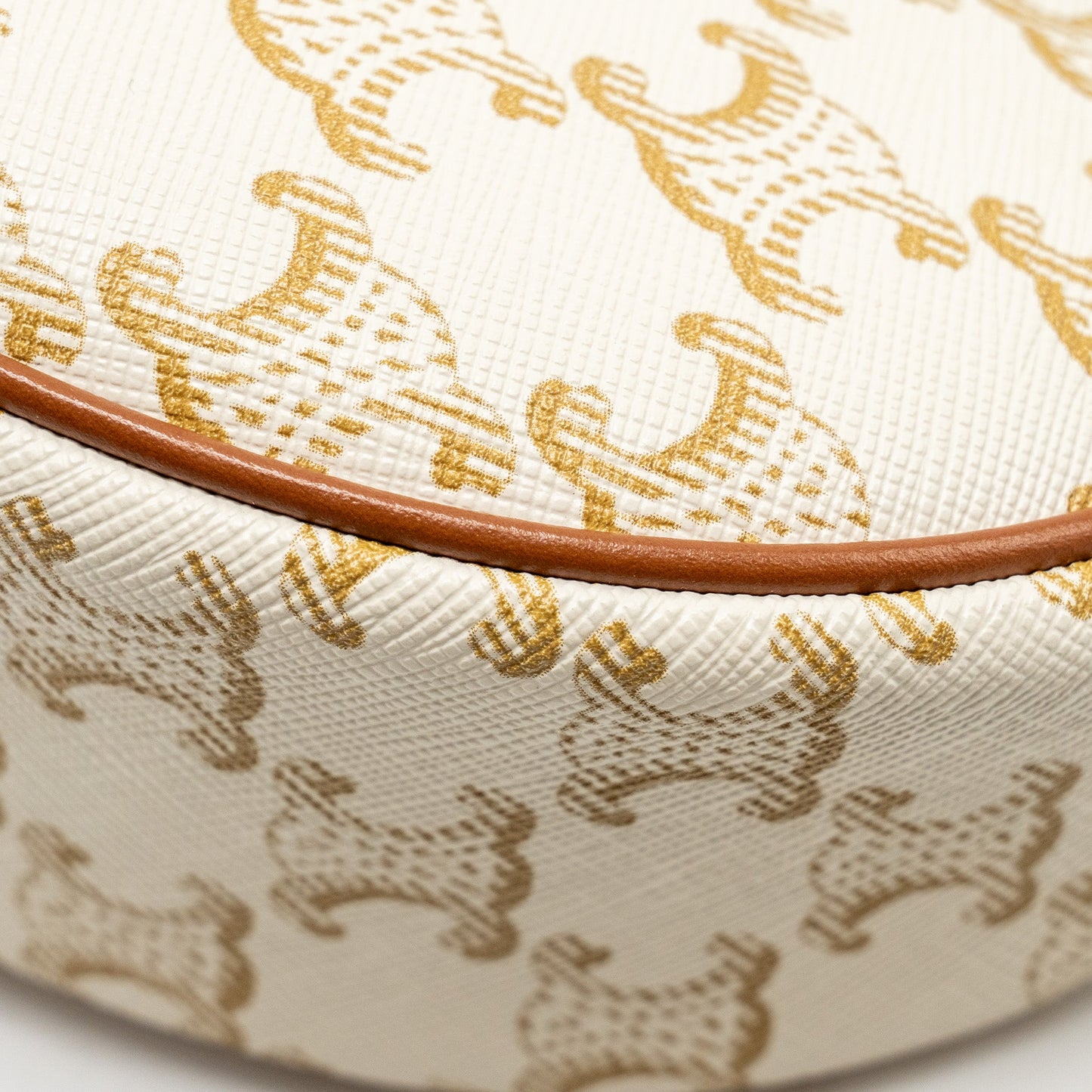 Celine AVA Bag Triomphe Canvas/ Calfskin White / Brown
