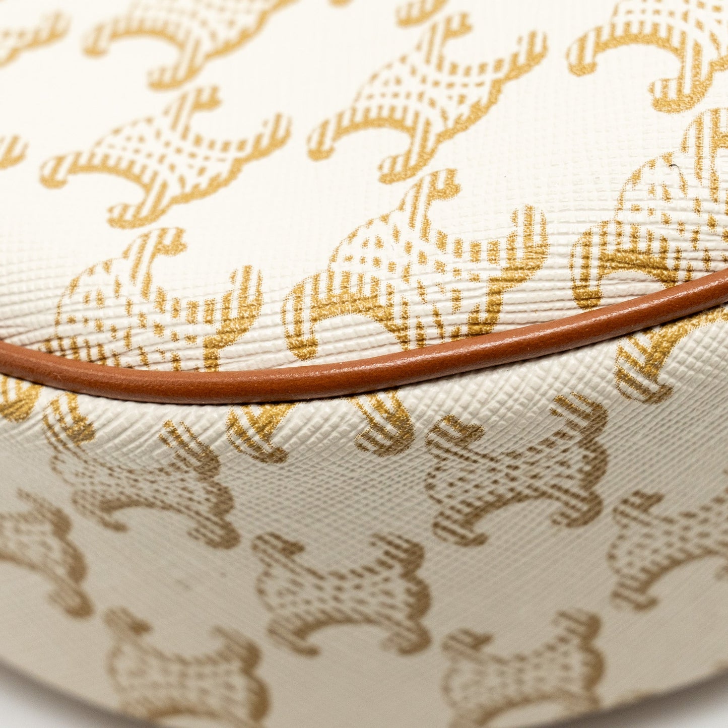 Celine AVA Bag Triomphe Canvas/ Calfskin White / Brown