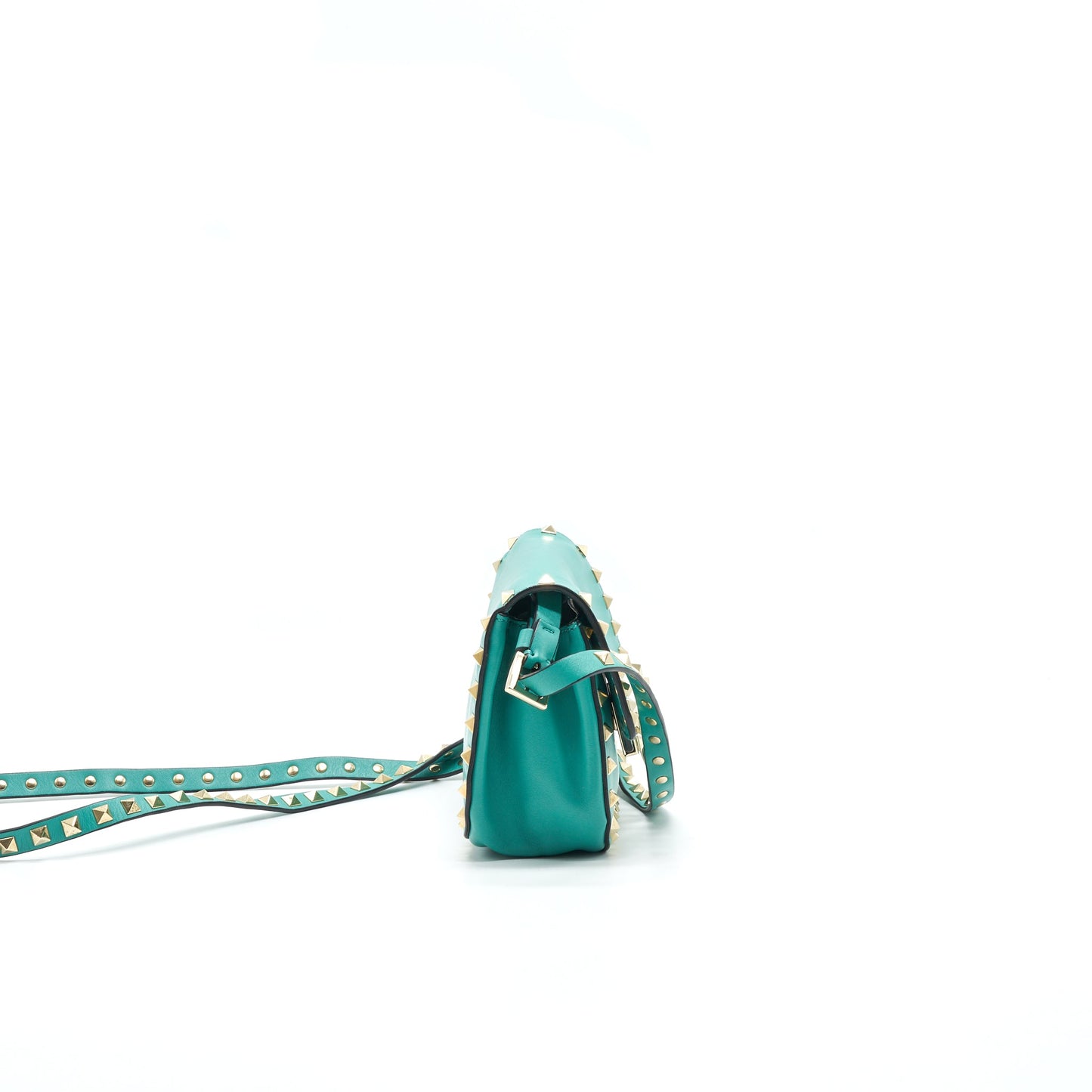 VALENTINO SMALL ROCKSTUD CROSSBODY FLAP BAG GREEN