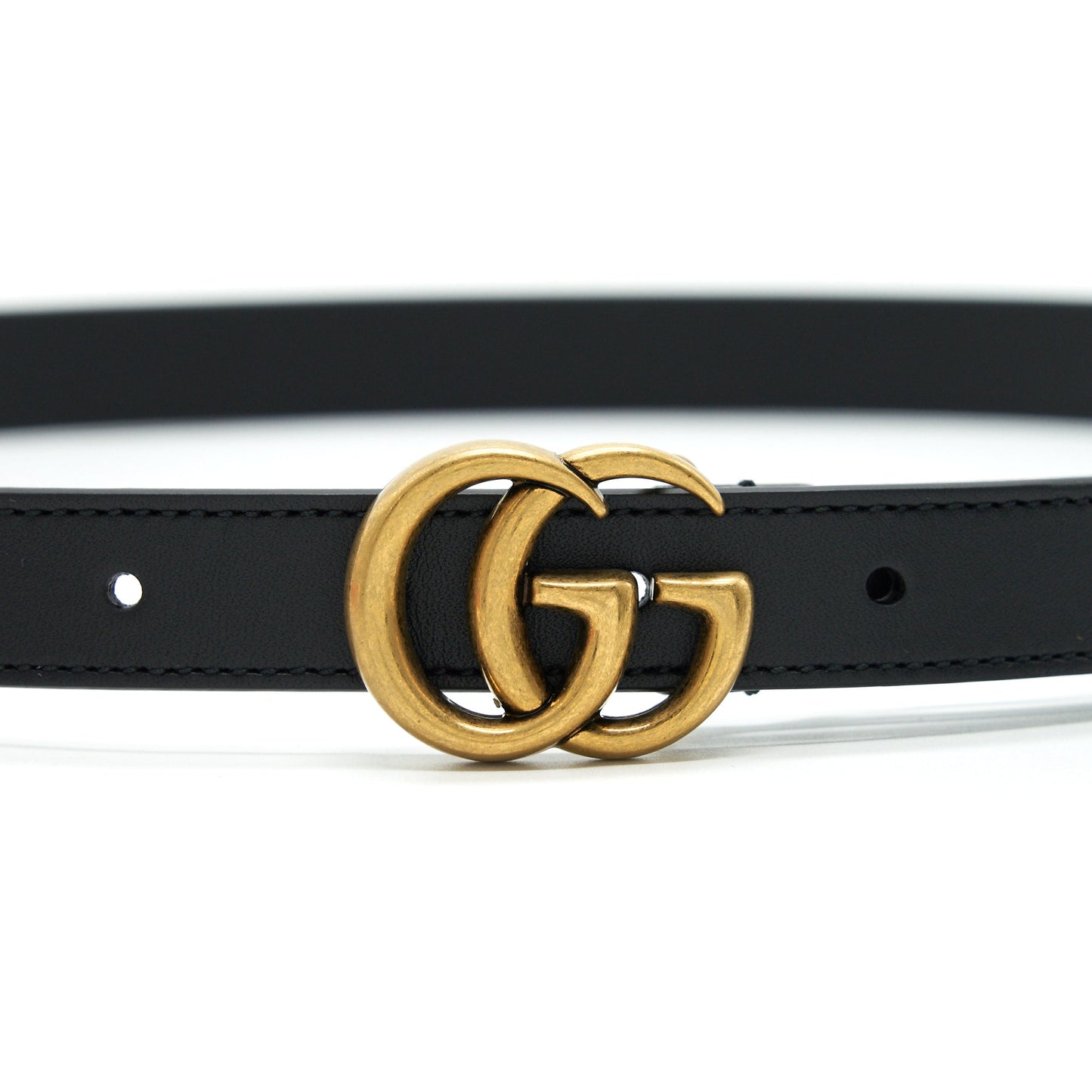 Gucci Size80 GG Buckle 2cm Leather Belt Black GHW