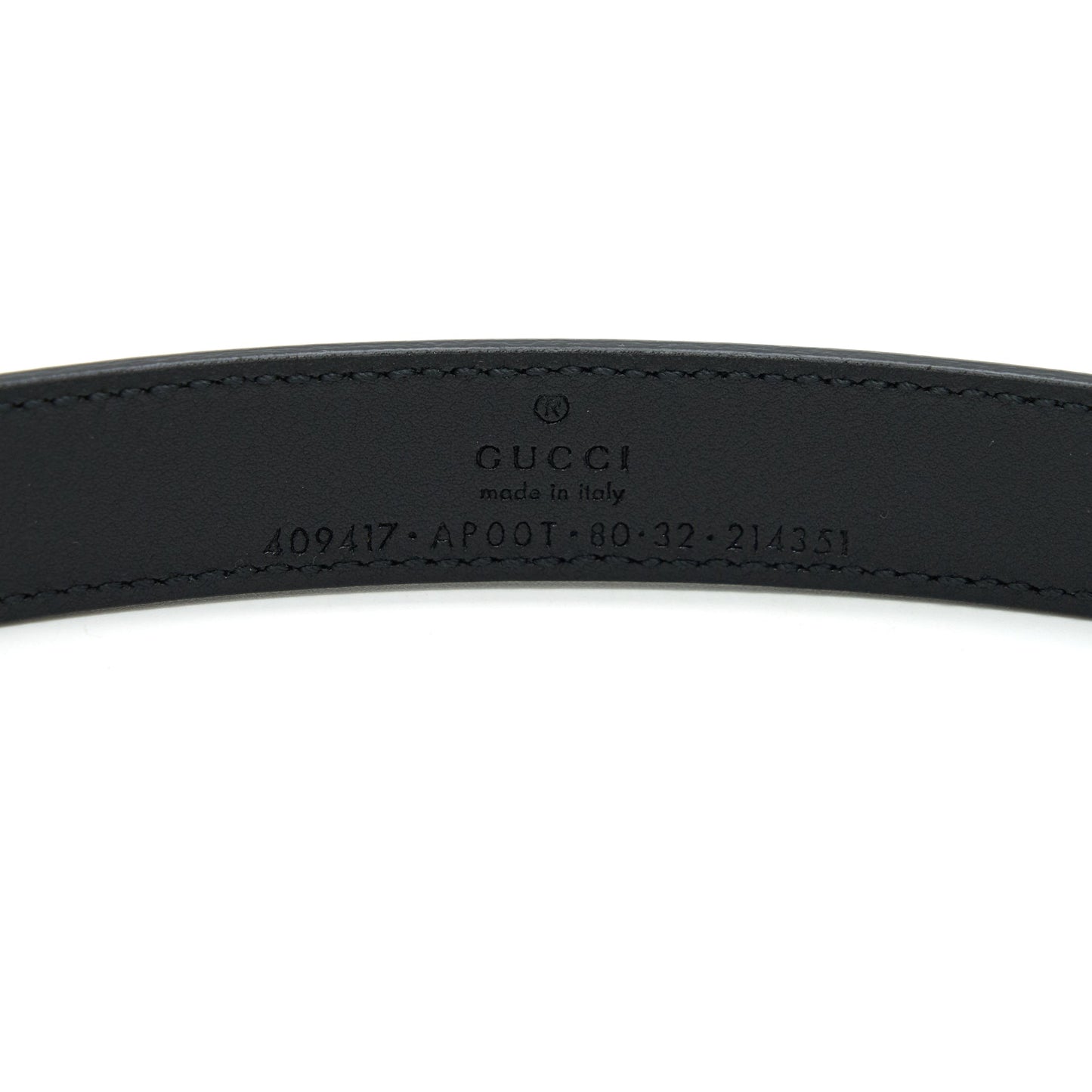 Gucci Size80 GG Buckle 2cm Leather Belt Black GHW