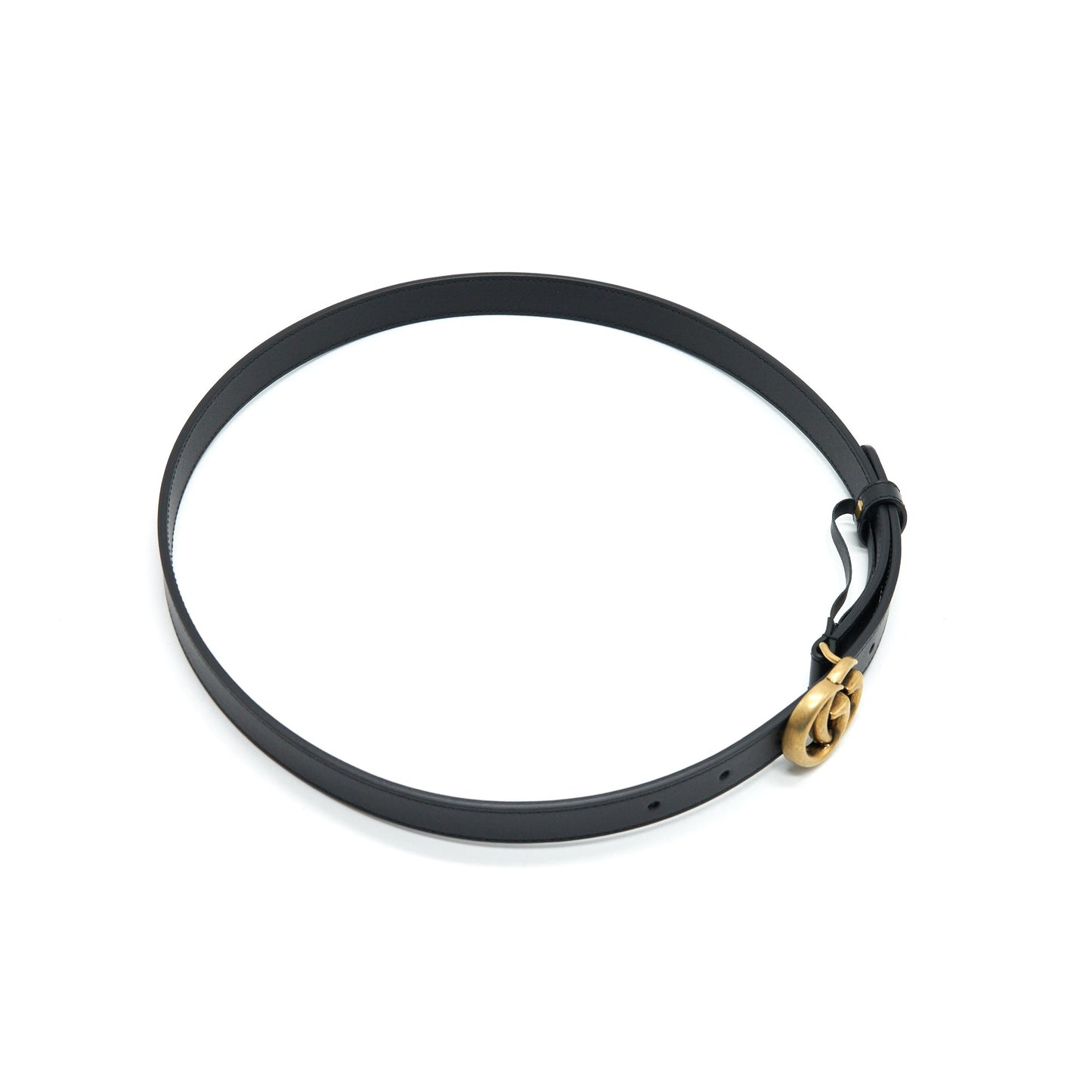 Gucci Size80 GG Buckle 2cm Leather Belt Black GHW