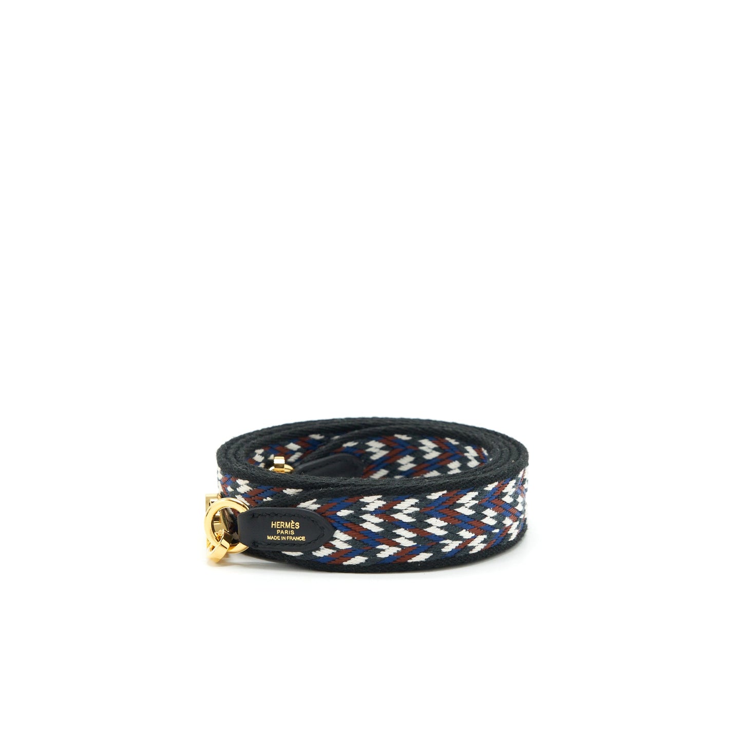 Hermes 105cm Multicolour Canvas Strap Black GHW Stamp D
