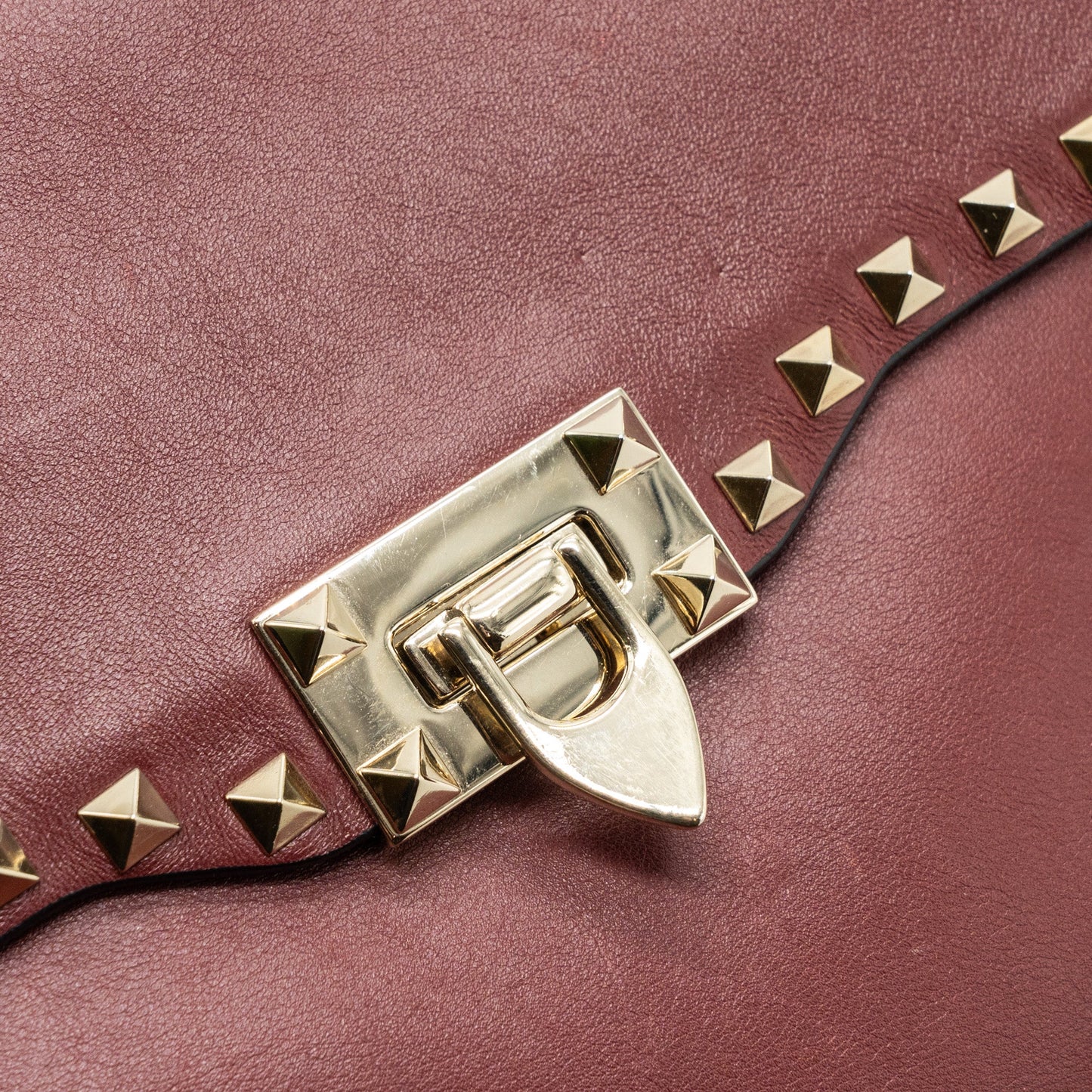 Valentino Rockstud Flap Bag Calfskin Red GHW