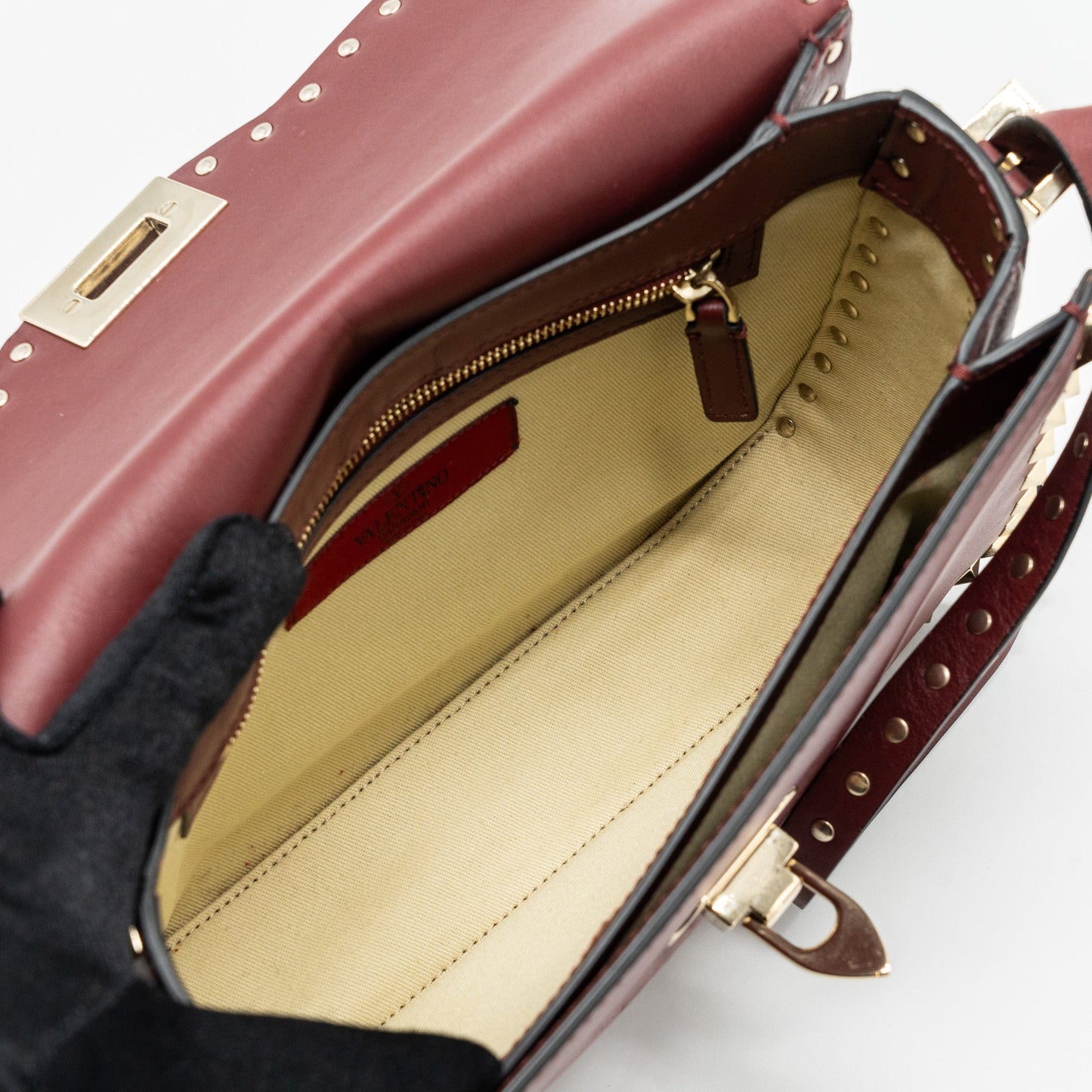 Valentino Rockstud Flap Bag Calfskin Red GHW
