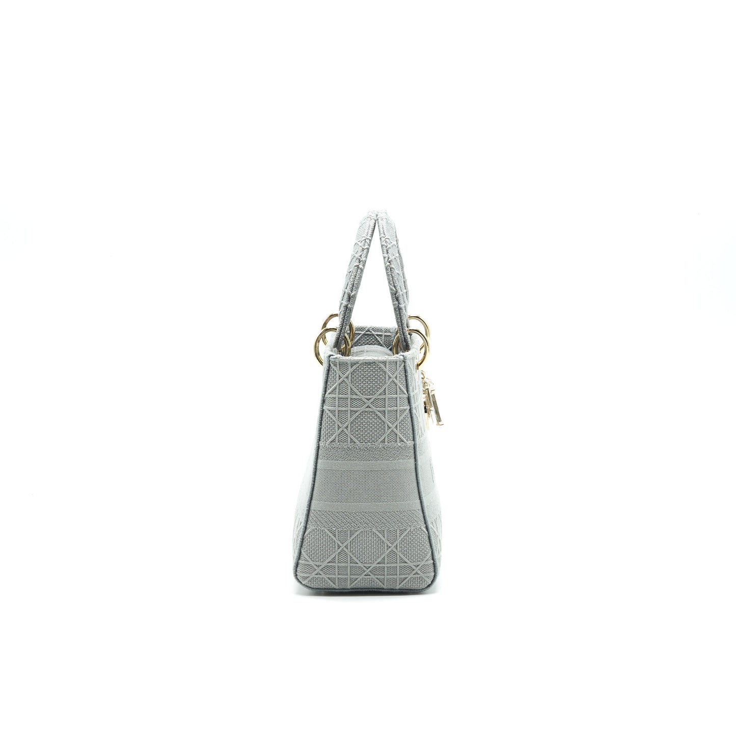 Christian Dior Cannage Canvas Medium Lady Dior Grey