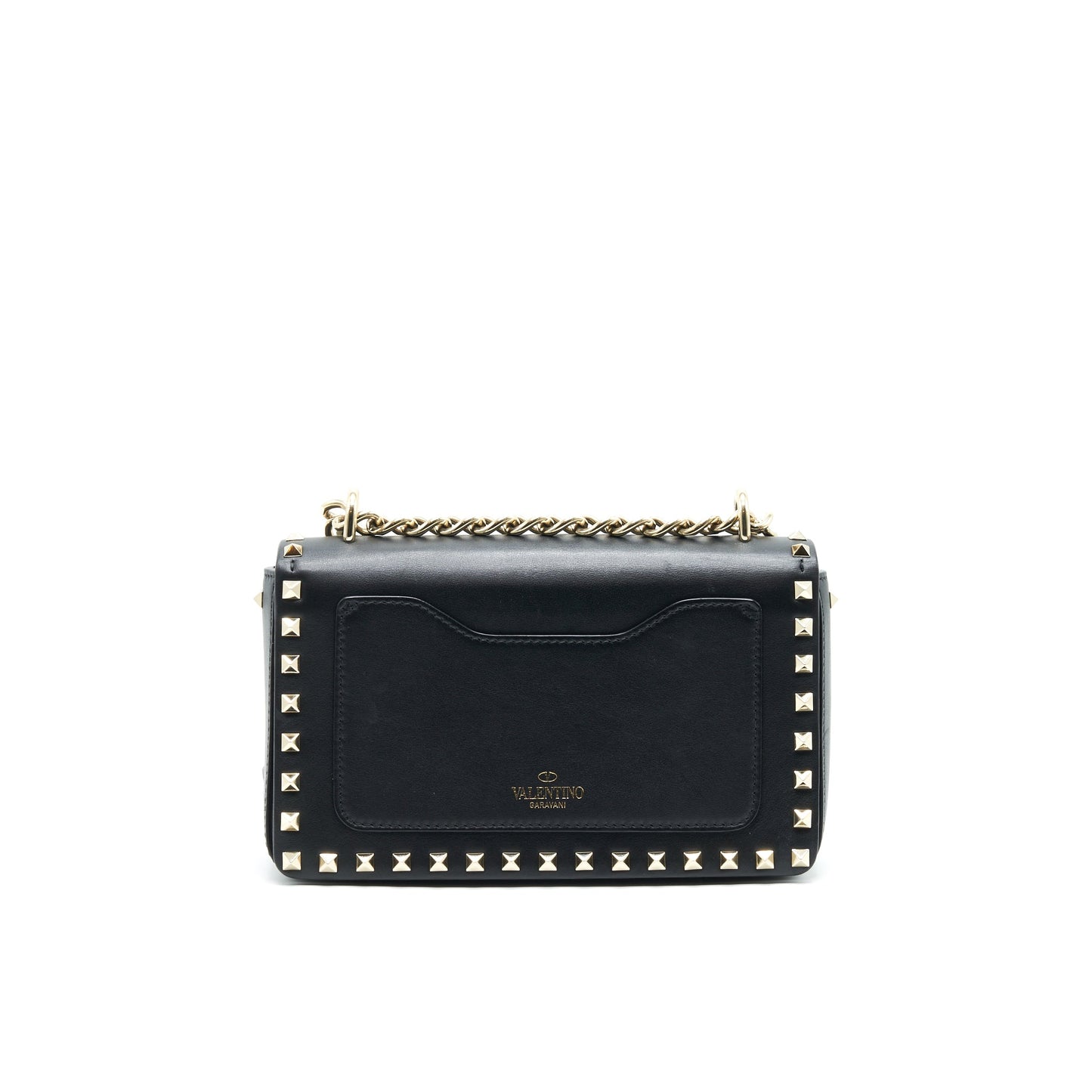 VALENTINO SMALL ROCKSTUD CROSSBODY BAG WITH CHAIN IN BLACK