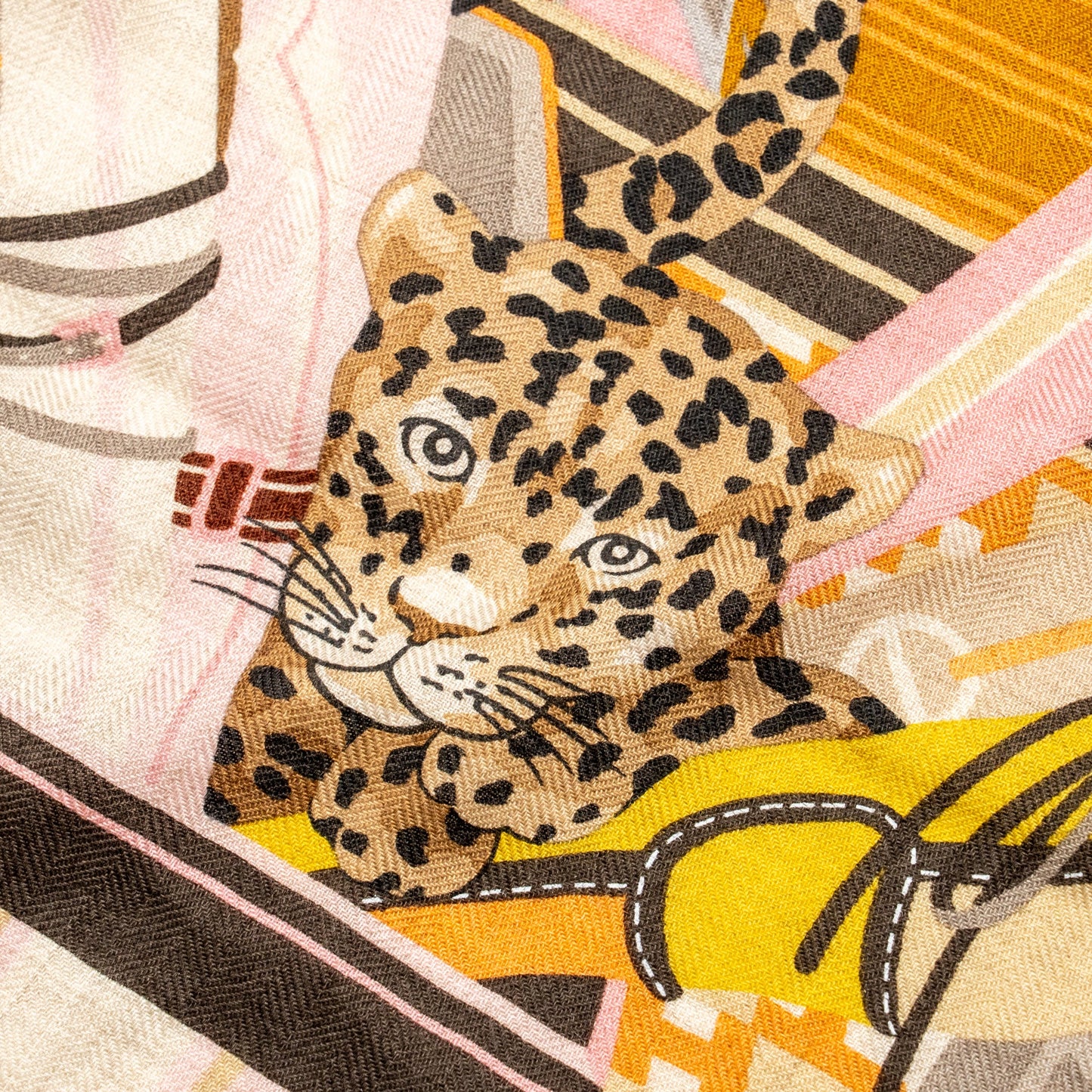 HERMES 140CM CASHMERE AND SILK SHAWL LES DOUSE LEOPARDS