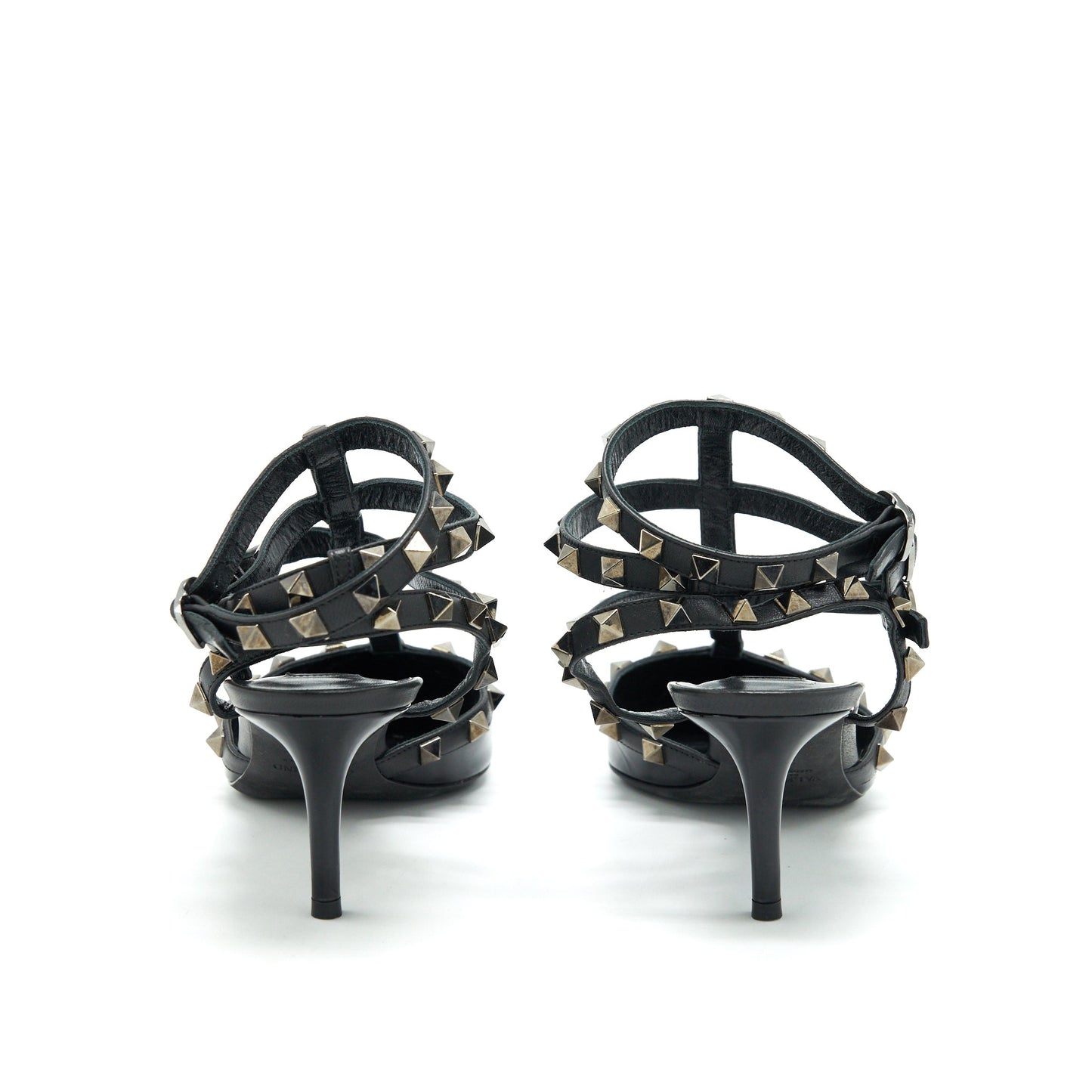 Valentino Size 38.5 Rockstud Patent Caged Pump Black