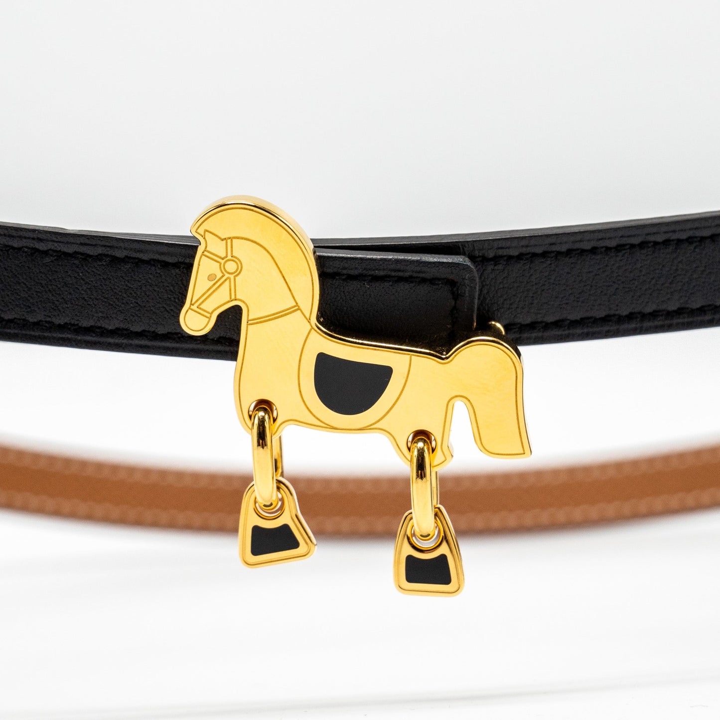 Hermes 13mm Size 80 Belt with Laiton Buckle Epsom/Swift Black/Gold GHW Stamp B