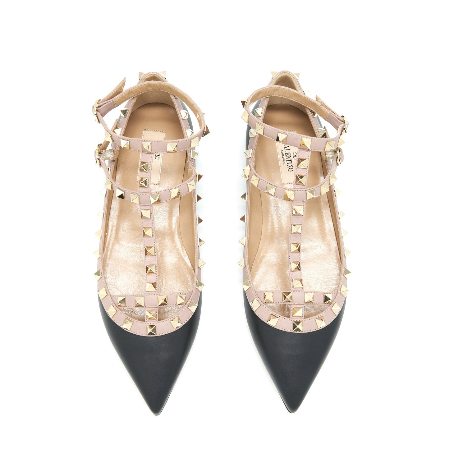 Valentino size 39 Caged Rockstud Ballet flats Black