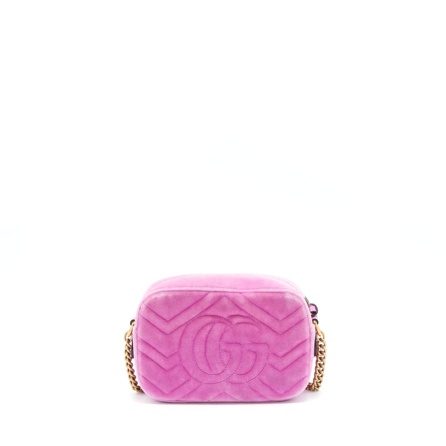Gucci GG Marmont Camera Bag Velvet Pink With Crystal GHW