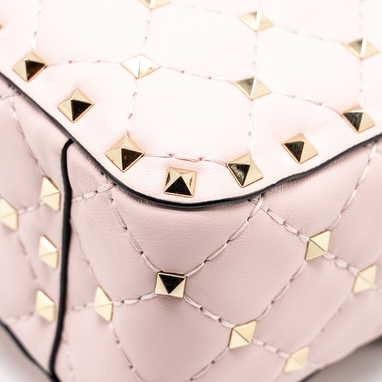 Valentino Garavani Rockstud Spike Shoulder Bag Leather Pink LGHW