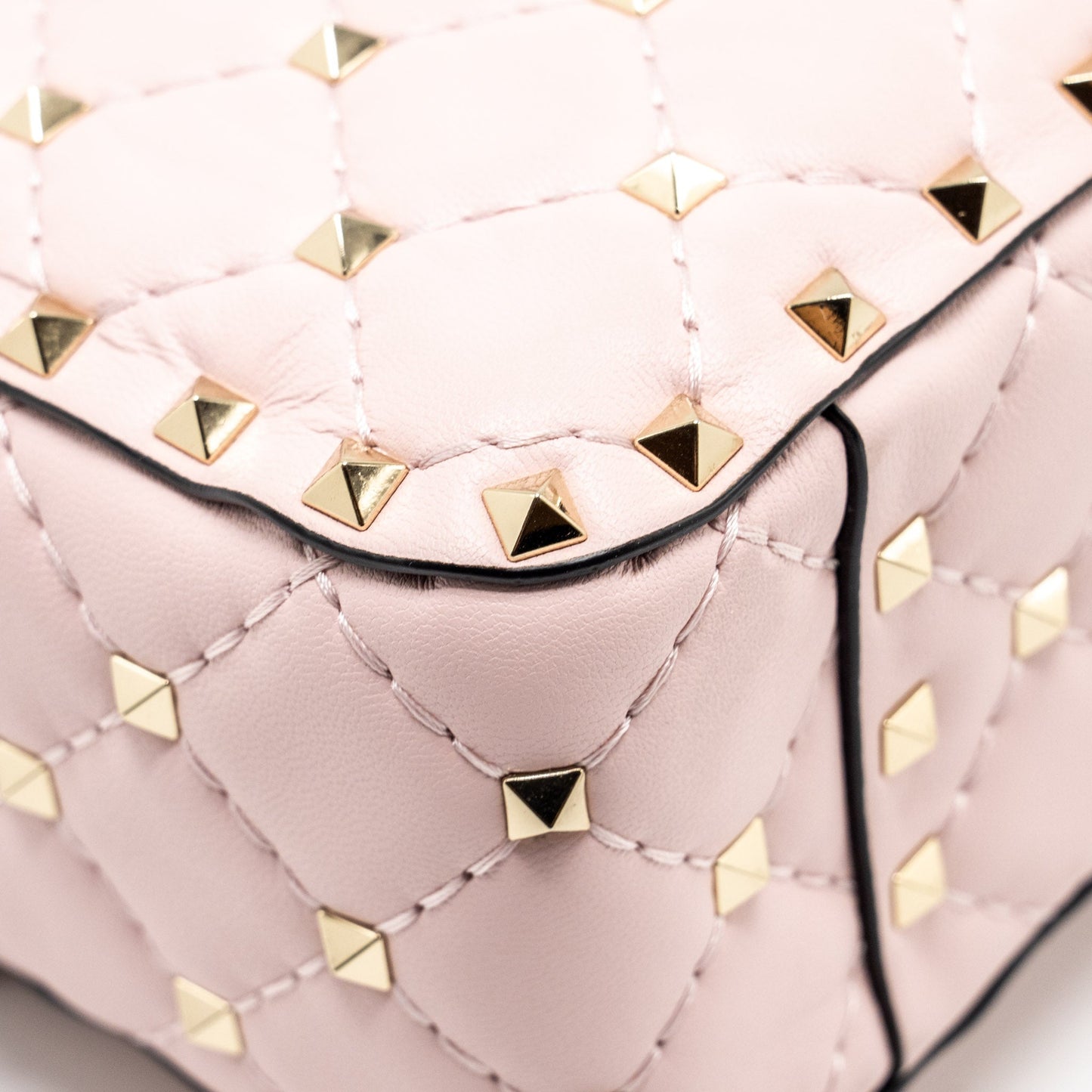 Valentino Garavani Rockstud Spike Shoulder Bag Leather Pink LGHW