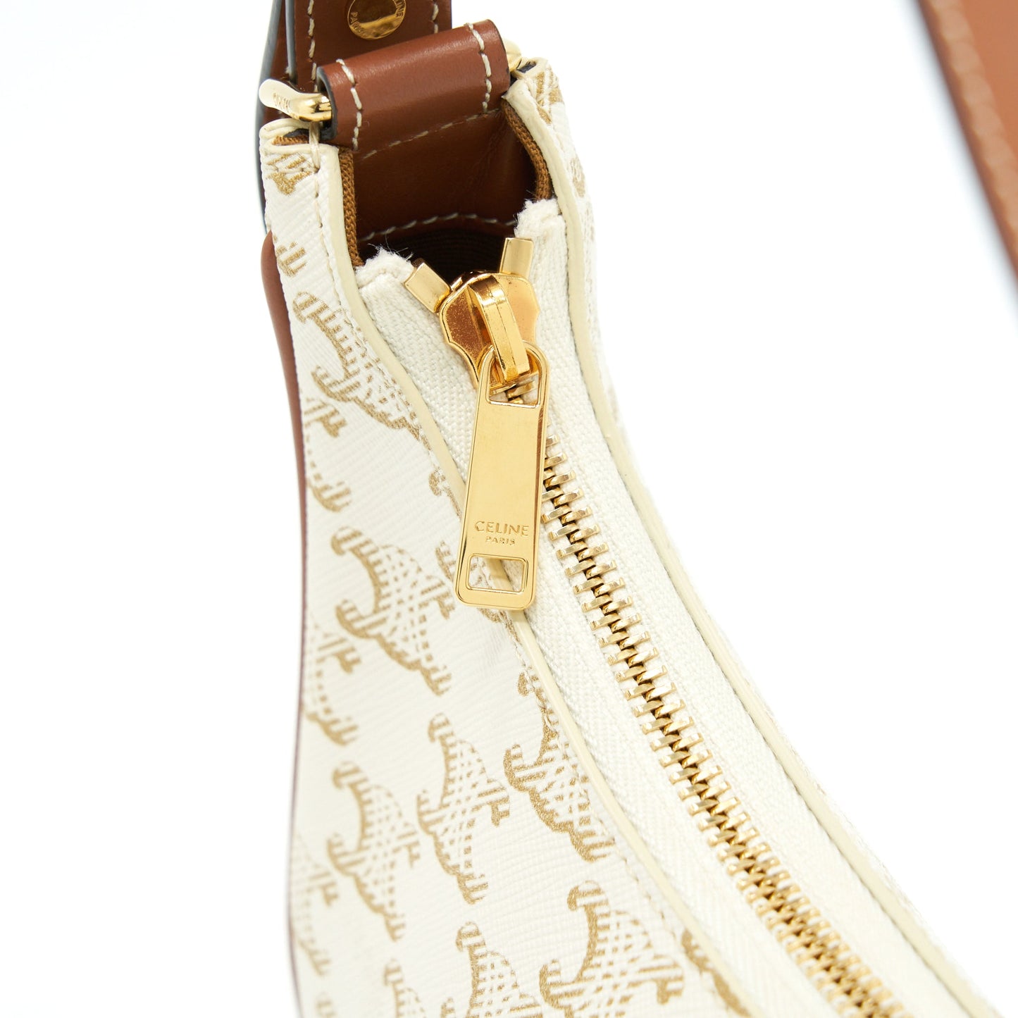 Celine Ava Bag Triomphe Canvas And Leather White