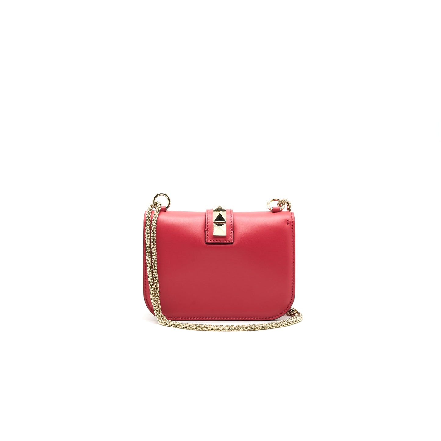 VALENTINO GARAVANI GLAM LOCK LEATHER CROSSBODY BAG RED