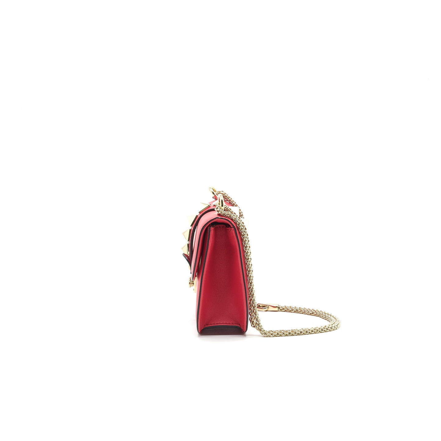 VALENTINO GARAVANI GLAM LOCK LEATHER CROSSBODY BAG RED