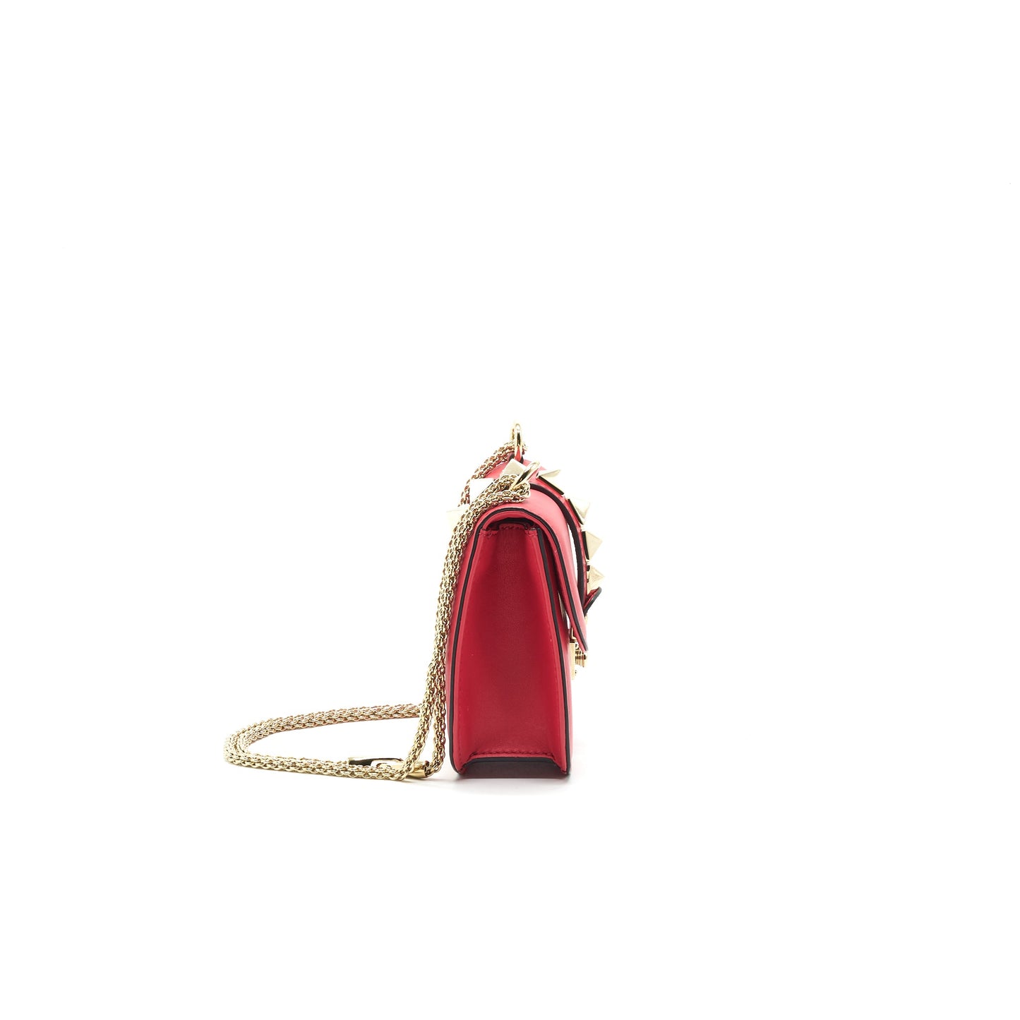 VALENTINO GARAVANI GLAM LOCK LEATHER CROSSBODY BAG RED