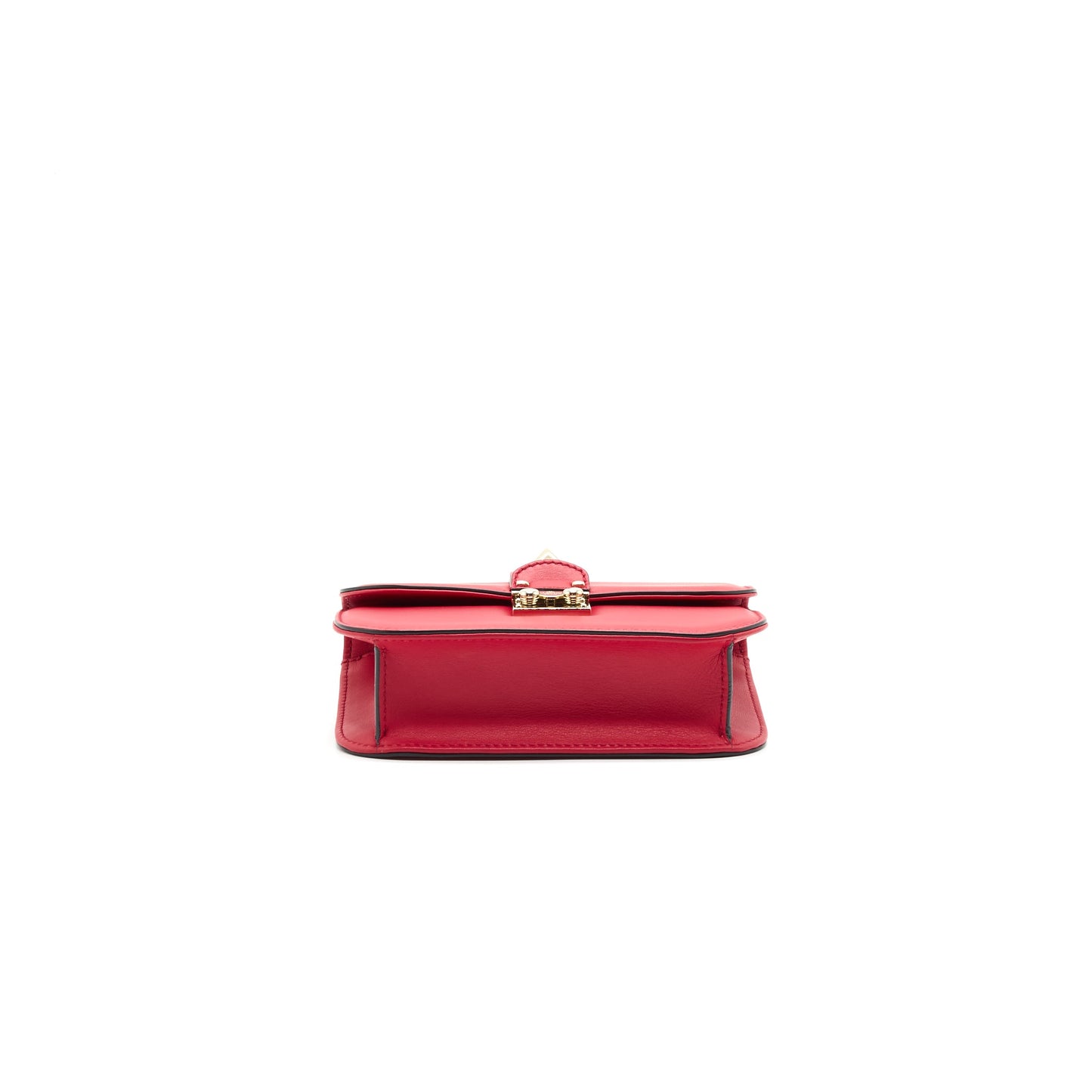 VALENTINO GARAVANI GLAM LOCK LEATHER CROSSBODY BAG RED