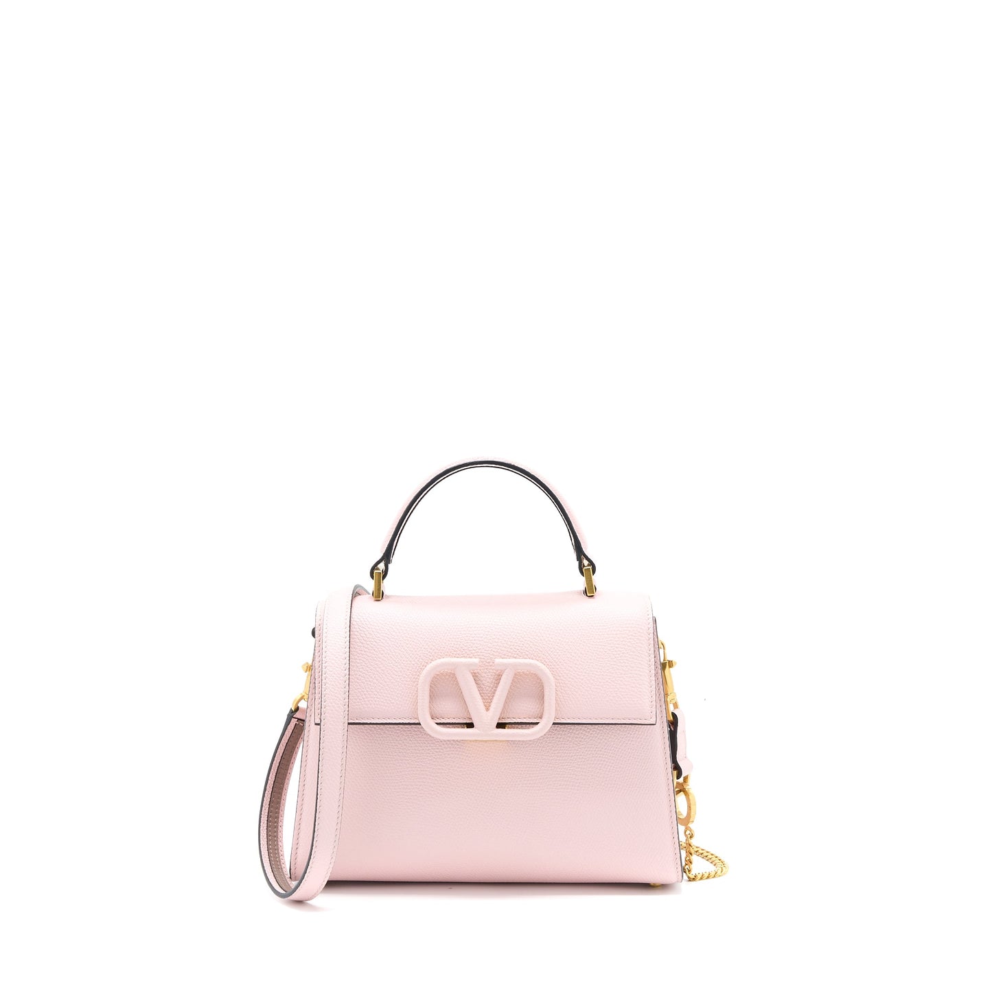 Valentino Small Vsling Top Handle Bag Grainy Calfskin Pink Brushed GHW
