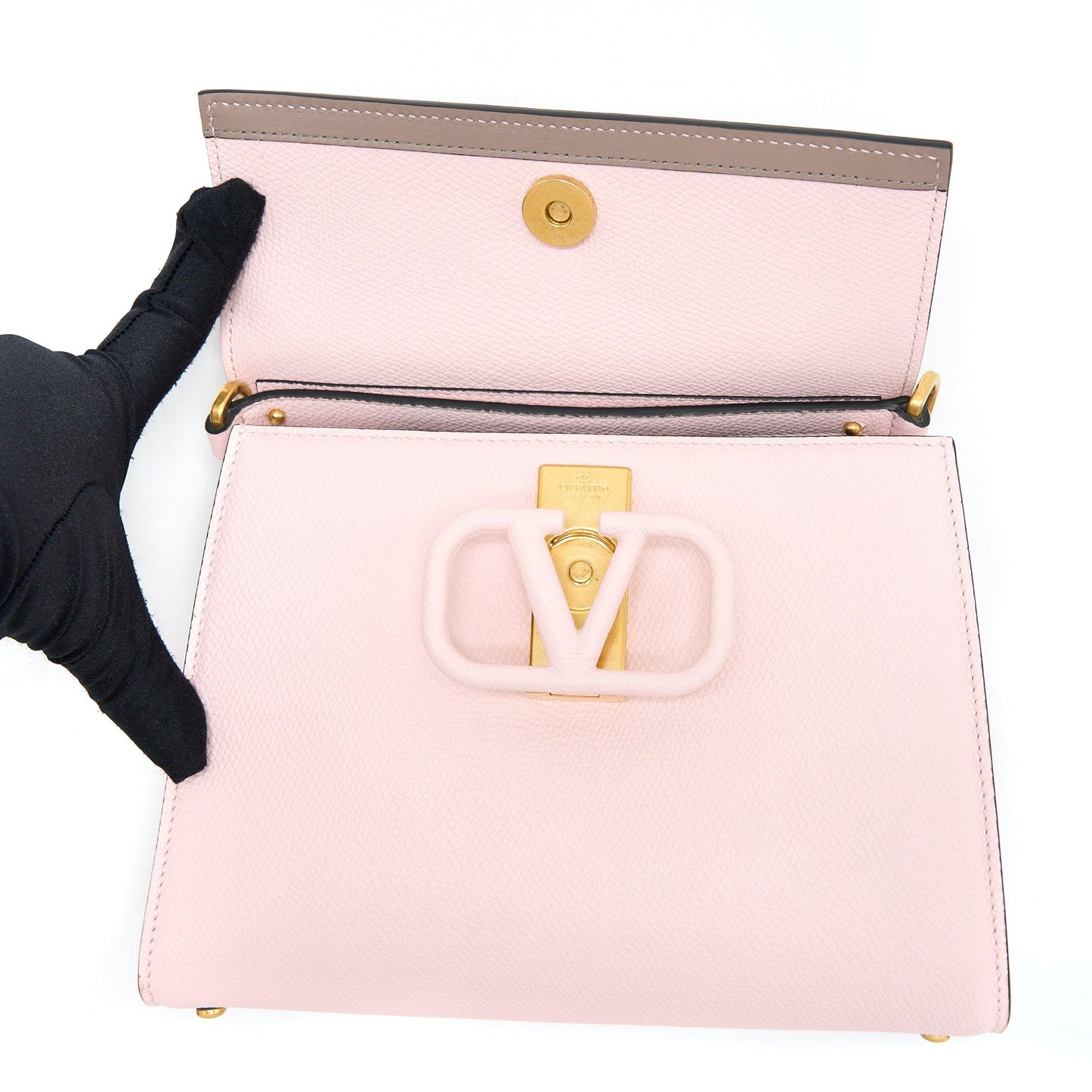 Valentino Small Vsling Top Handle Bag Grainy Calfskin Pink Brushed GHW