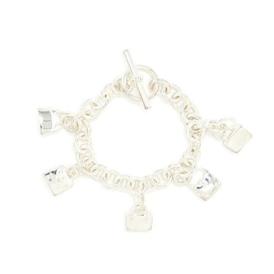 Hermes 5 Bags Amulette Bracelet, Medium Model in Sterling Silver