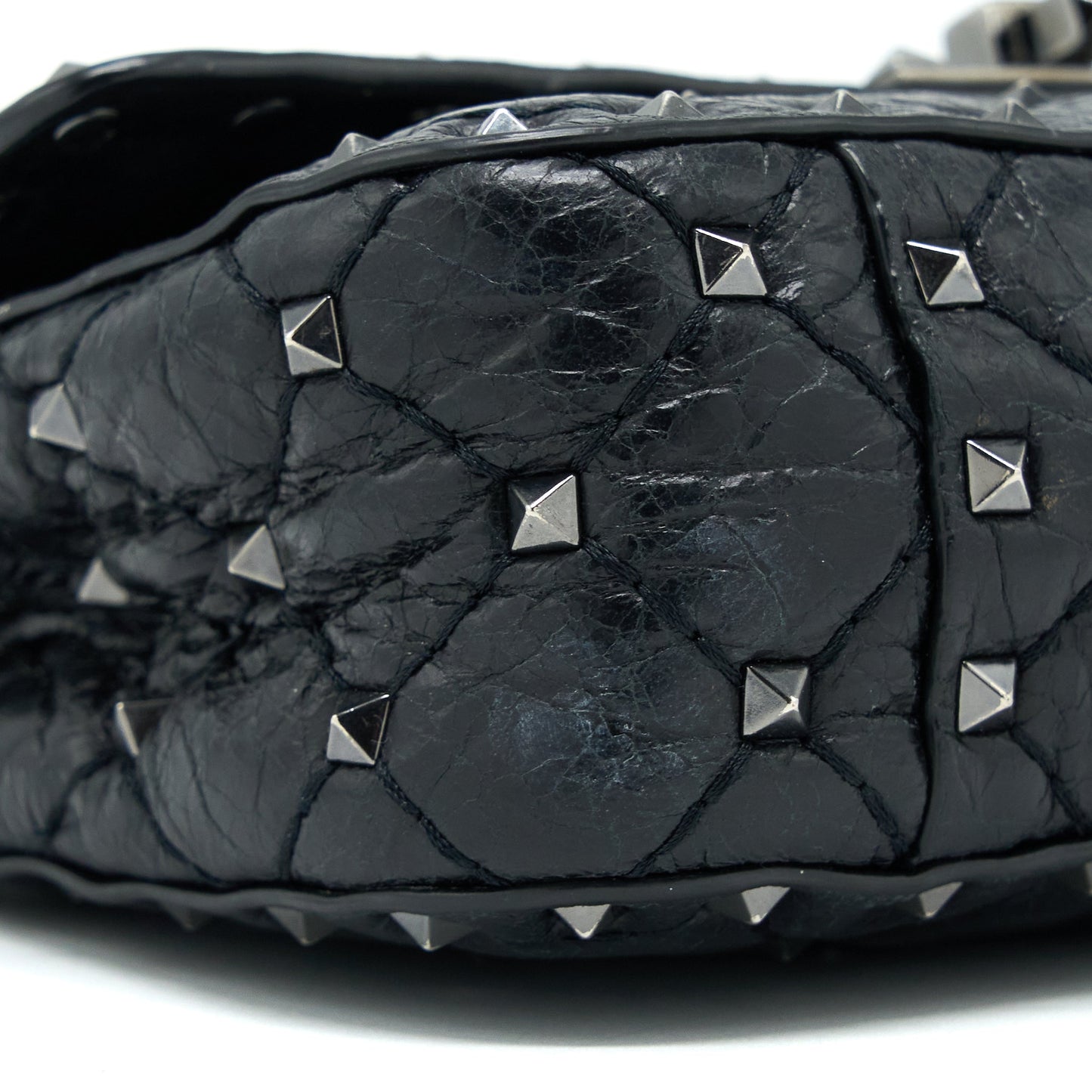Valentino Rockstud Top Handle Flap Bag with Chain Black SHW