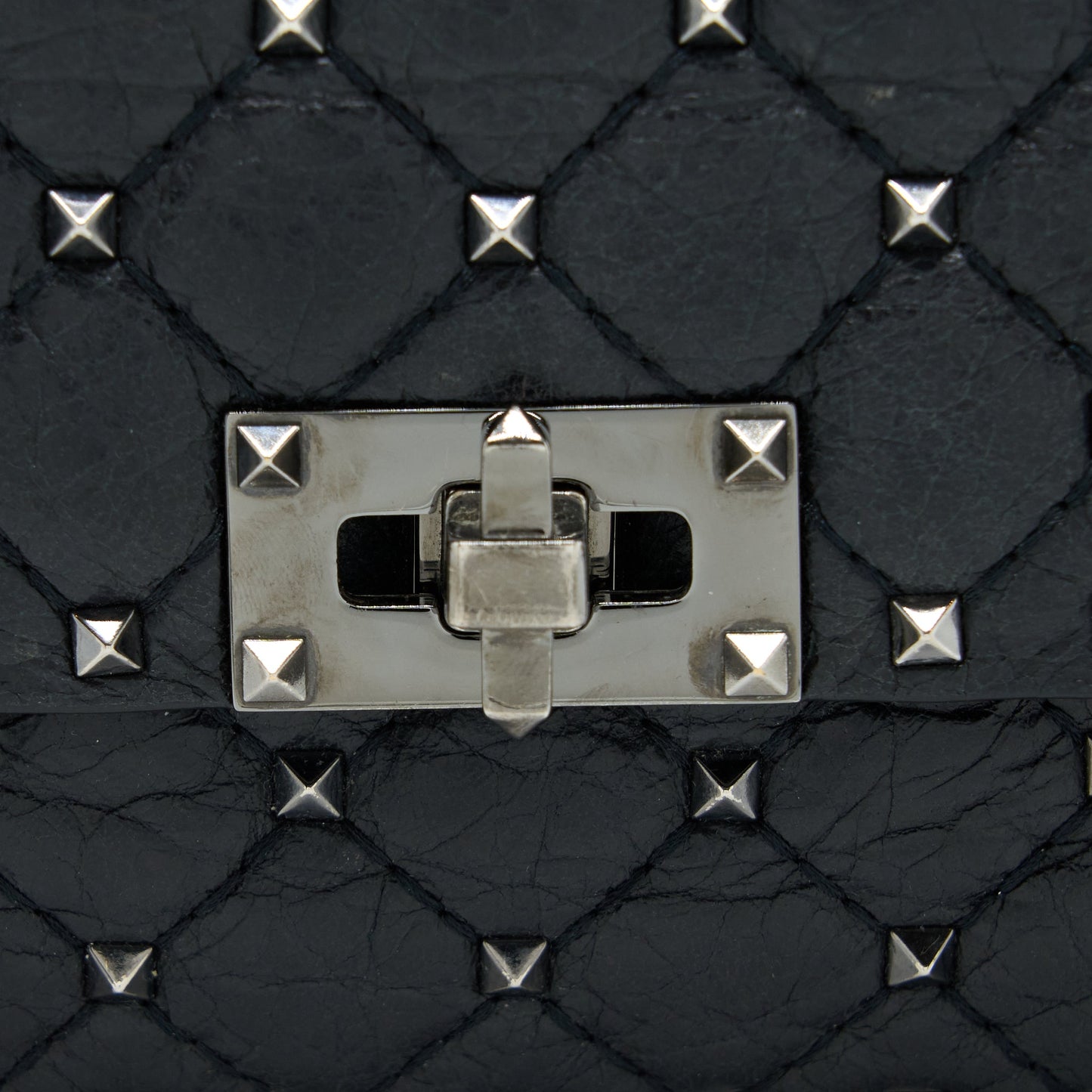 Valentino Rockstud Top Handle Flap Bag with Chain Black SHW