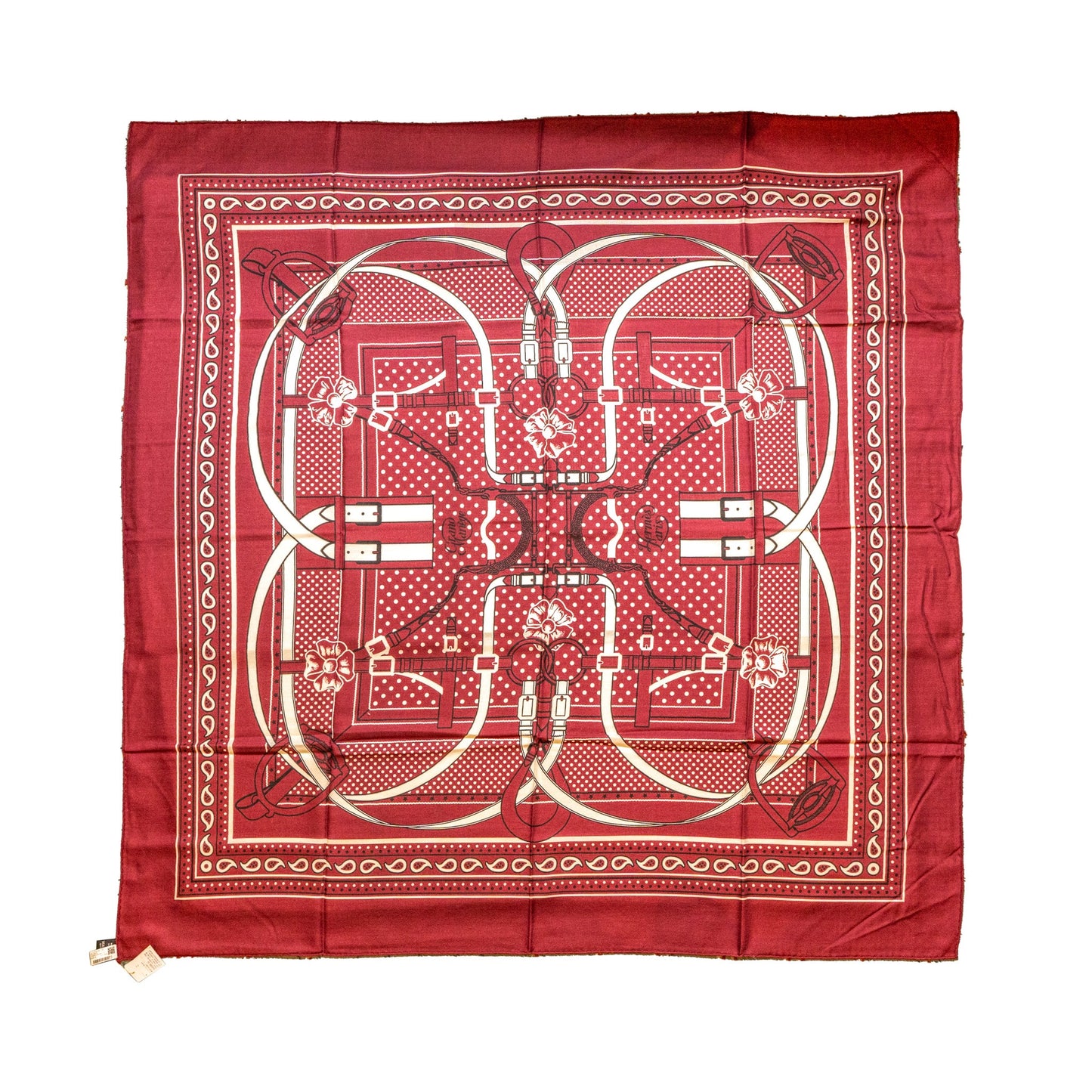 Hermes 140cm Grand Manege Bandana Love Cashmere/Silk Bordeaux Shawl/Scarf